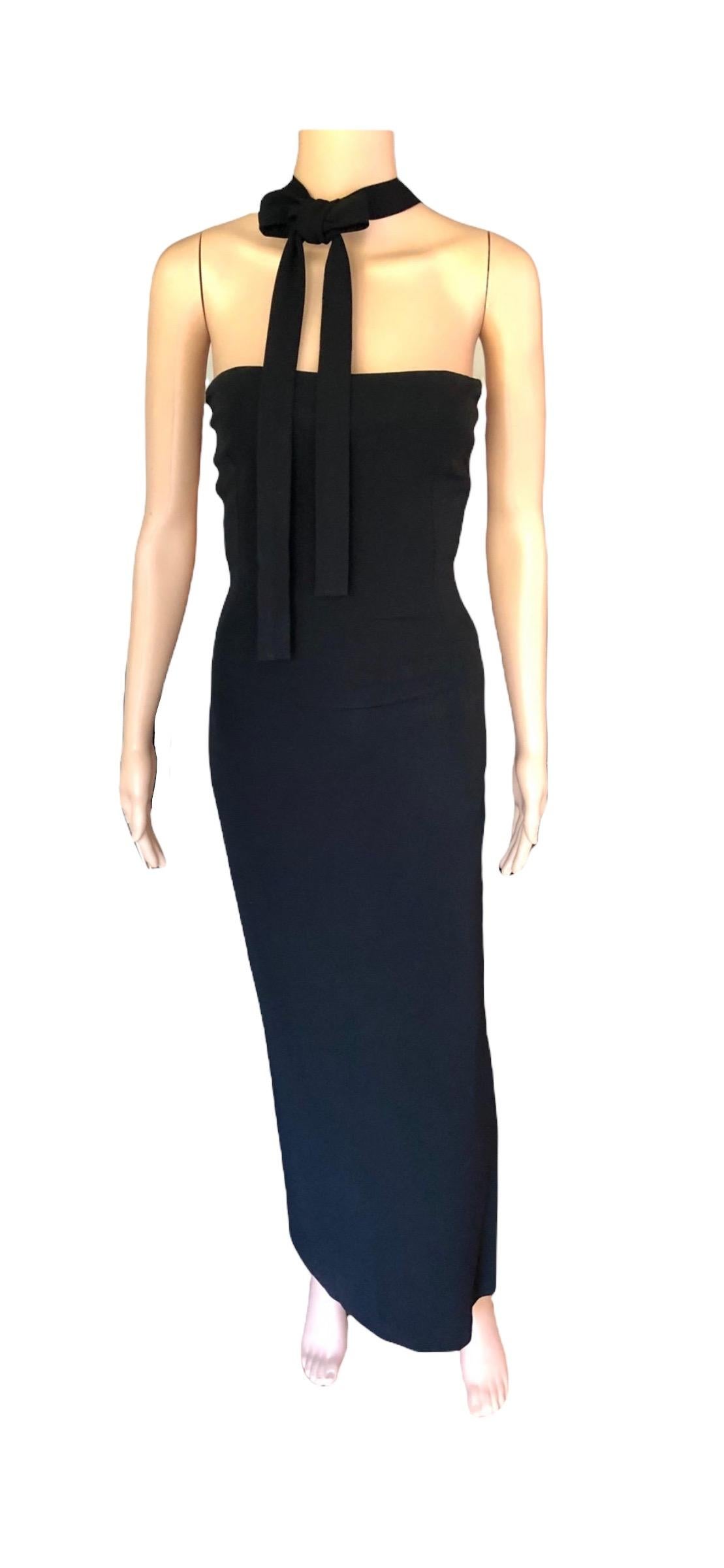 Dolce & Gabbana S/S 2001 Laufsteg Rückenfreies Bodycon-Kleid mit Krawatte Schwarz 11