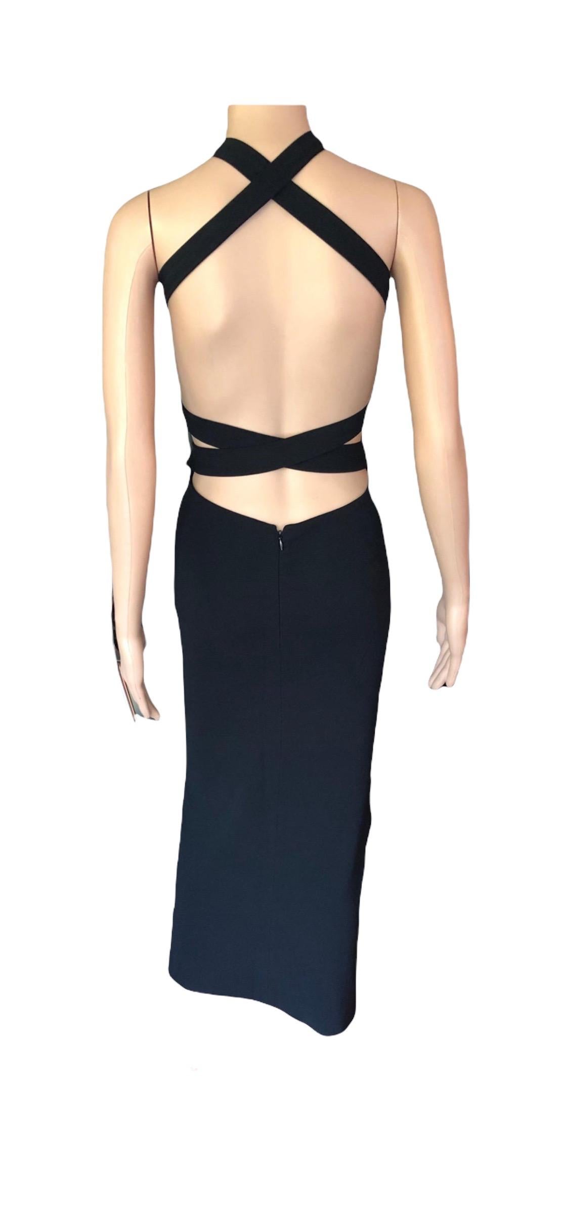 Dolce & Gabbana S/S 2001 Runway Backless Neck Tie Bodycon Black Dress 9