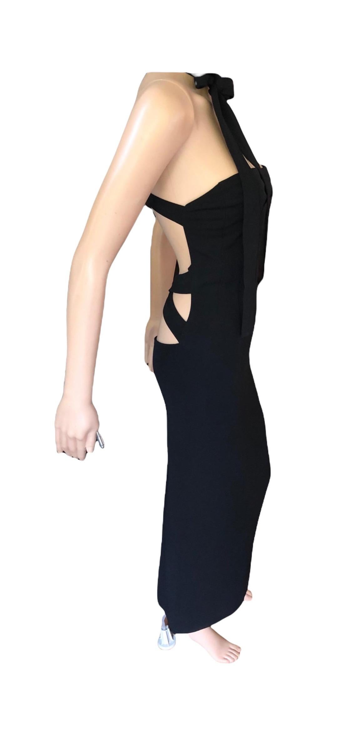 Dolce & Gabbana S/S 2001 Laufsteg Rückenfreies Bodycon-Kleid mit Krawatte Schwarz 15