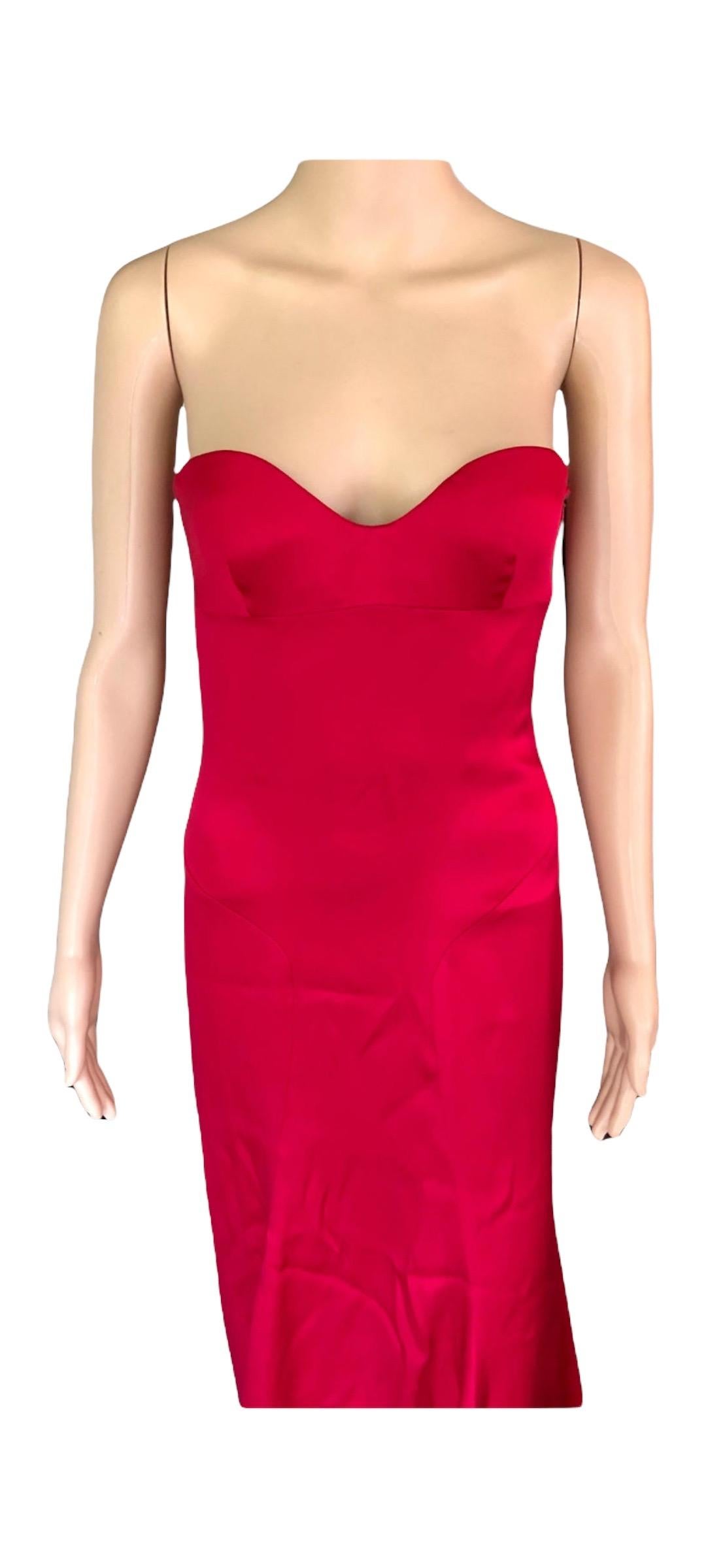 Versace Bustier Corset Satin Red Evening Dress Gown  For Sale 1