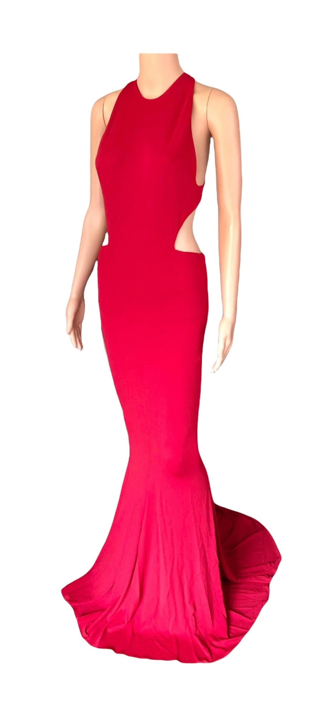 Alexandre Vauthier Cutout Backless Red Evening Dress Gown  For Sale 3