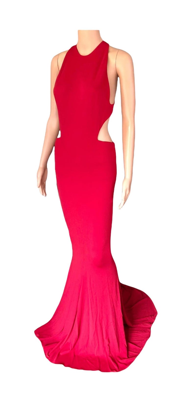 Alexandre Vauthier Cutout Backless Red Evening Dress Gown  For Sale 6