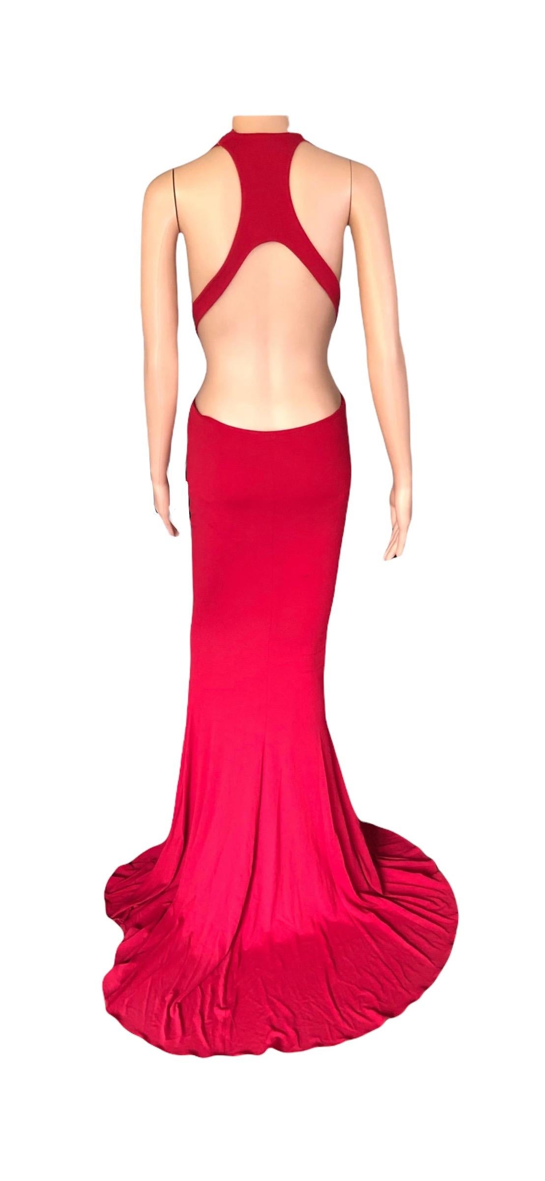 Alexandre Vauthier Cutout Backless Red Evening Dress Gown  For Sale 4