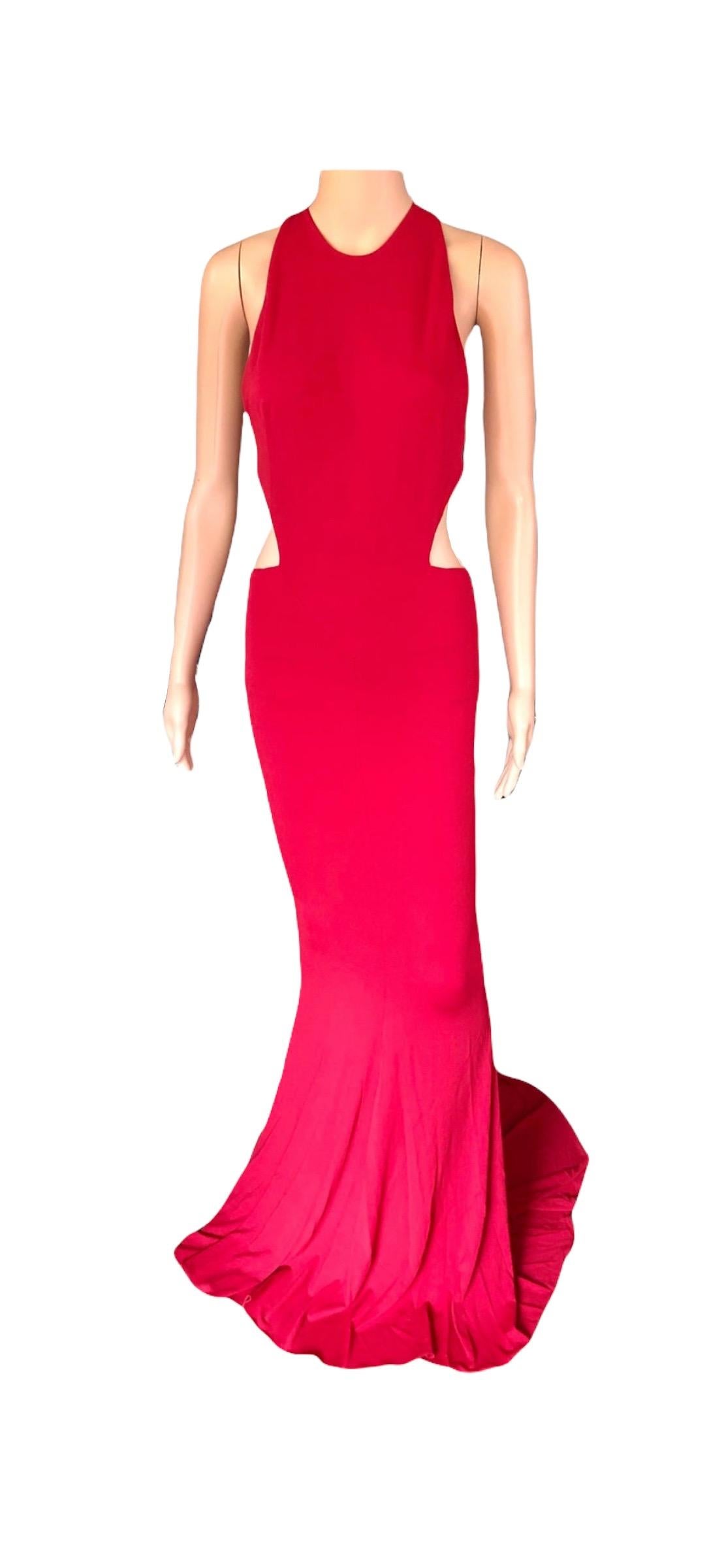 Alexandre Vauthier Cutout Backless Red Evening Dress Gown  For Sale 5
