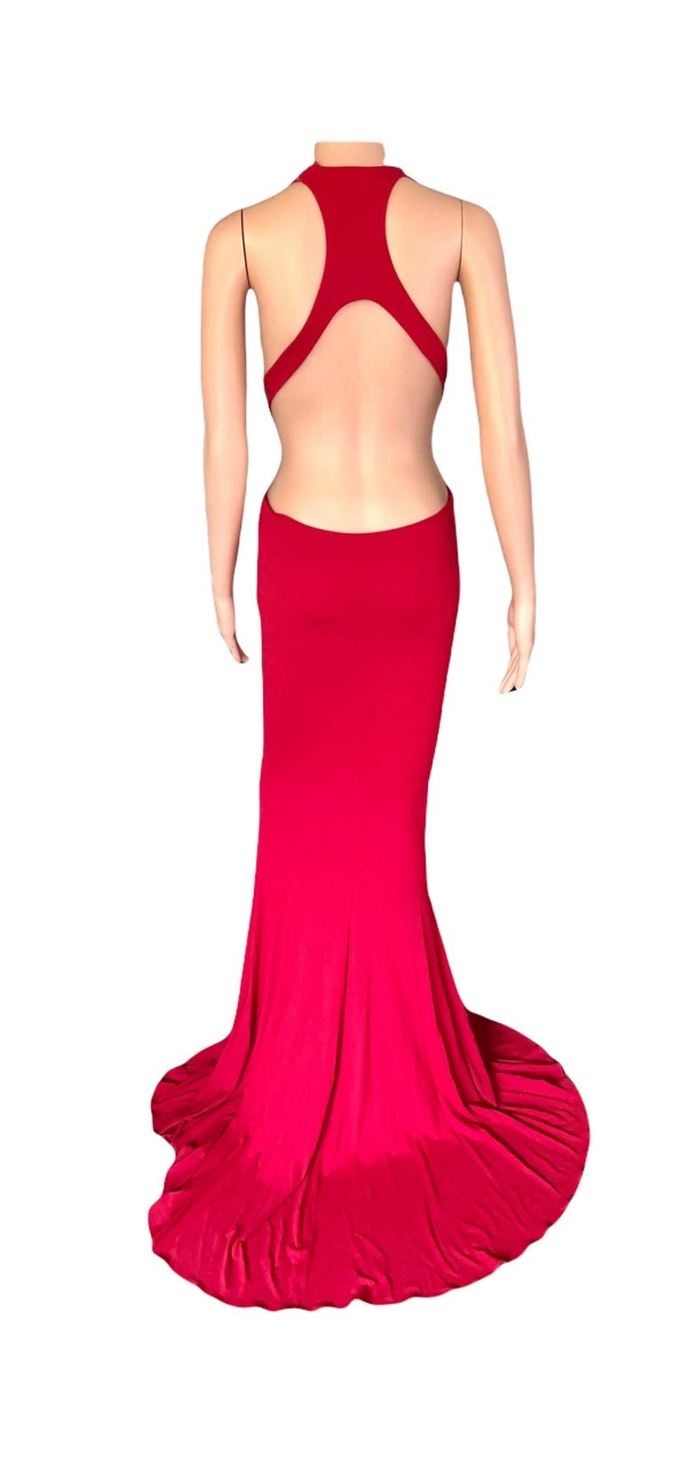 Alexandre Vauthier Cutout Backless Red Evening Dress Gown  For Sale 9