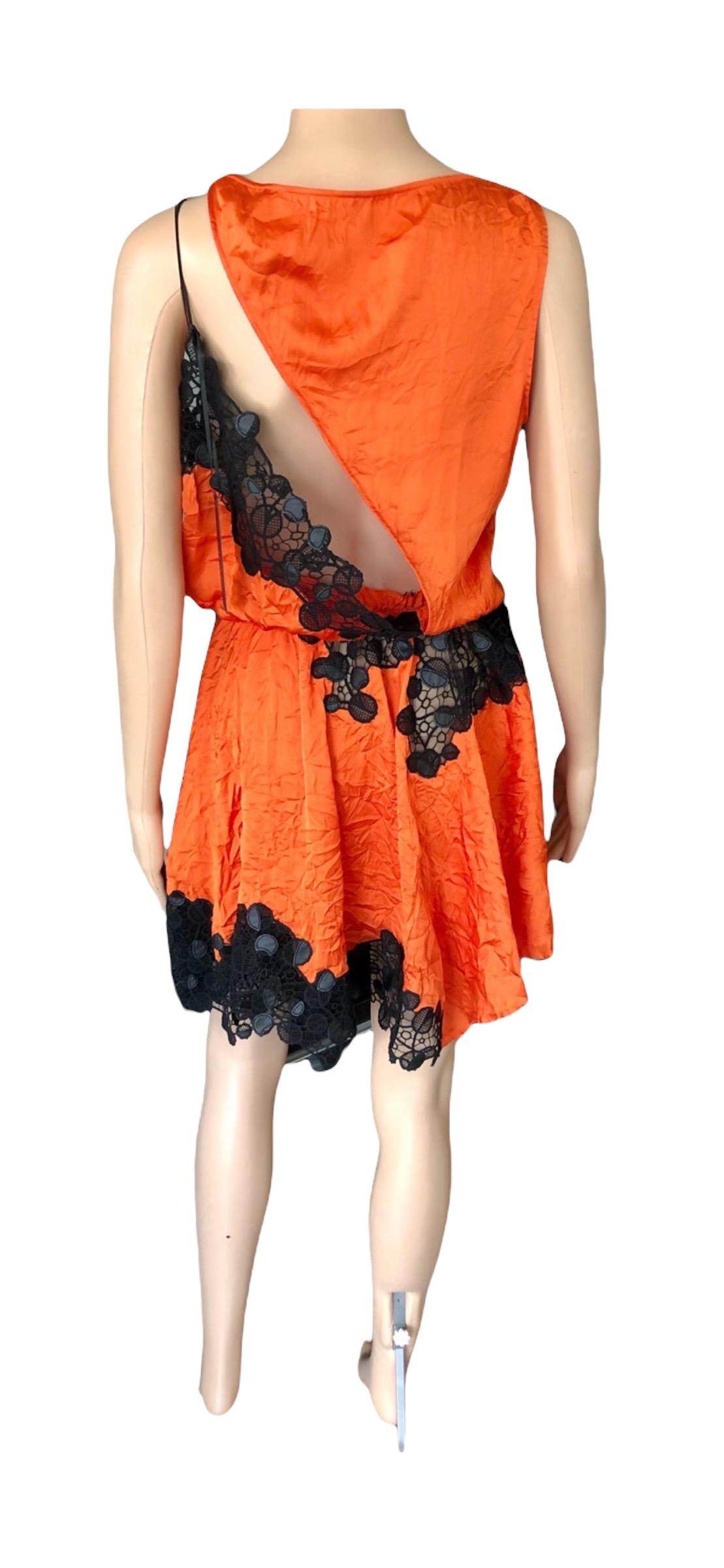 Women's New Versace S/S 2013 Runway Cutout Lace Panels Mini Dress For Sale