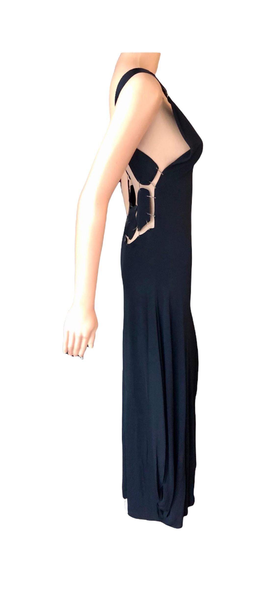 Jean Paul Gaultier S/S 2003 Chain Embellished Open Back Black Evening Dress Gown For Sale 2