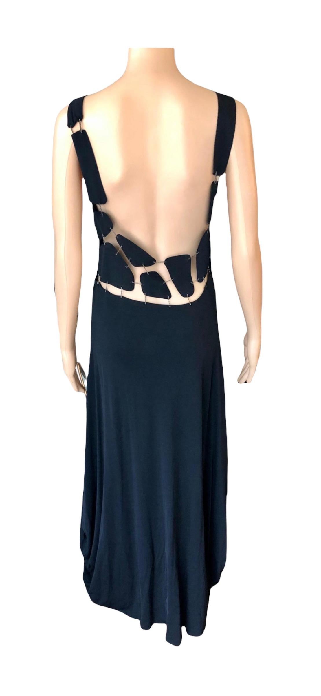 Jean Paul Gaultier S/S 2003 Chain Embellished Open Back Black Evening Dress Gown For Sale 3