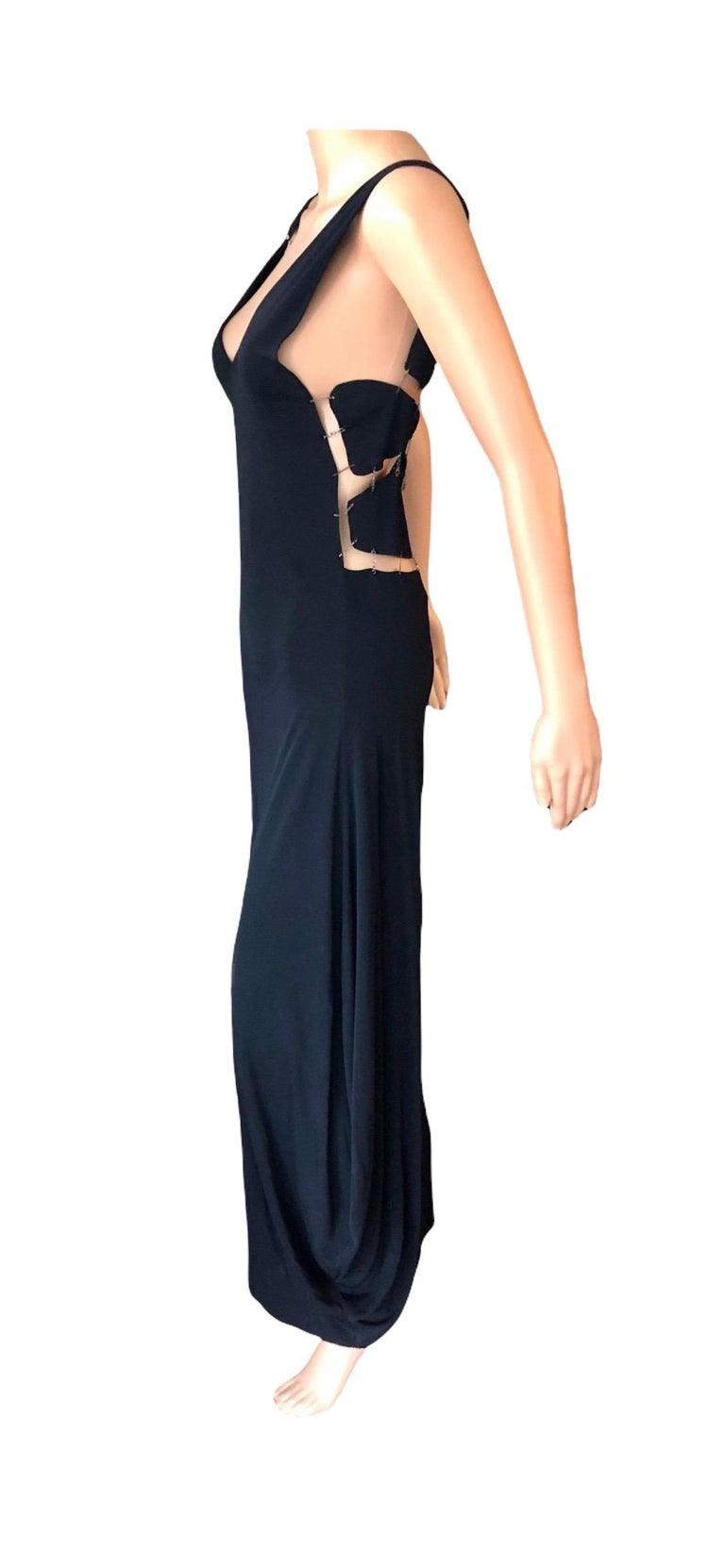 Jean Paul Gaultier S/S 2003 Chain Embellished Open Back Black Evening Dress Gown Jean Paul Gaultier S/S 2003 Chain Embellished Open Back Black Evening Dress Gown