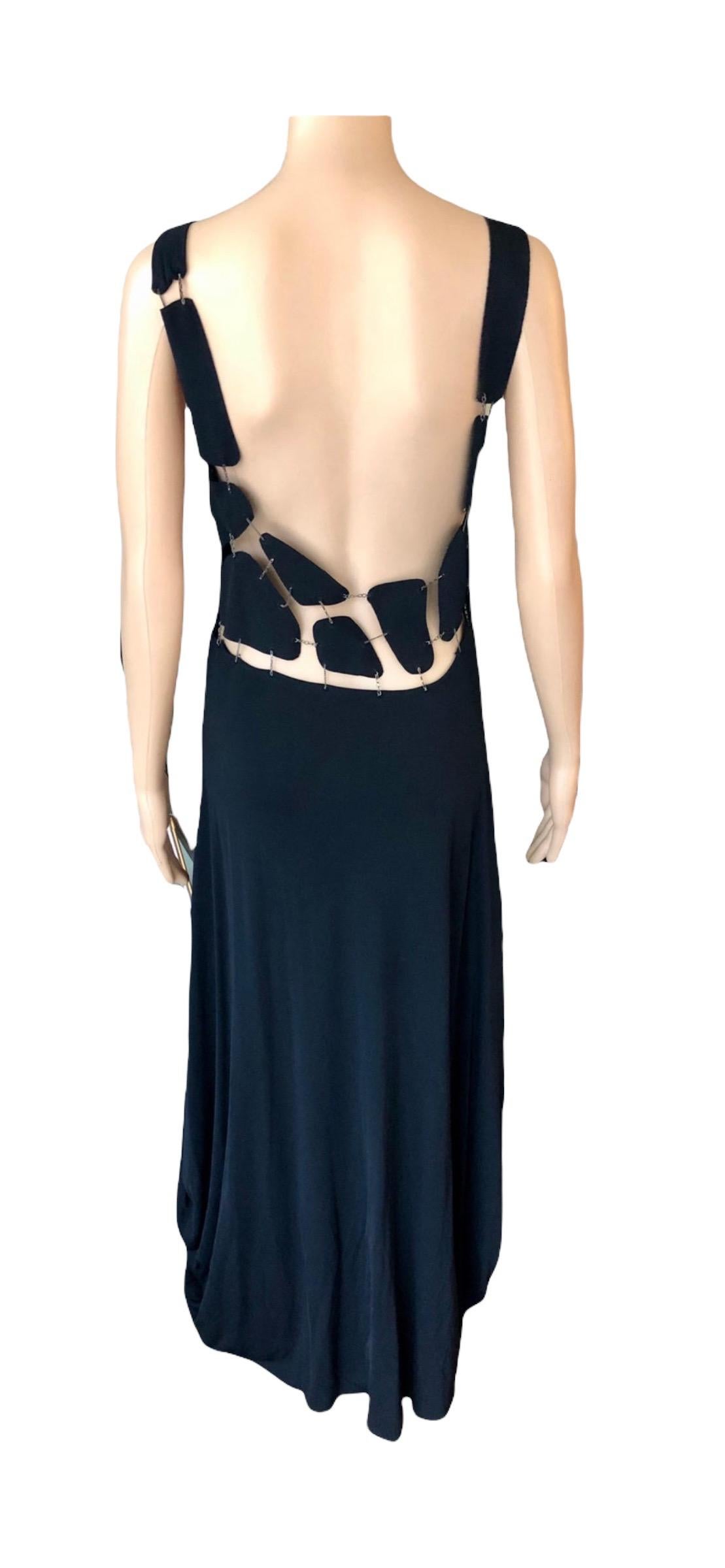 Jean Paul Gaultier S/S 2003 Chain Embellished Open Back Black Evening Dress Gown For Sale 5