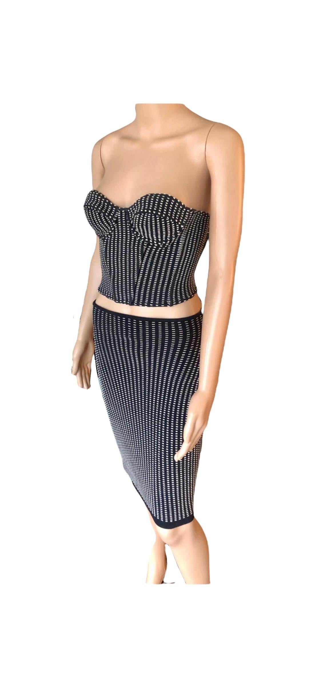 Azzedine Alaia S/S 1991 Vintage Skirt and Bustier Crop Top 2 Piece Set  3