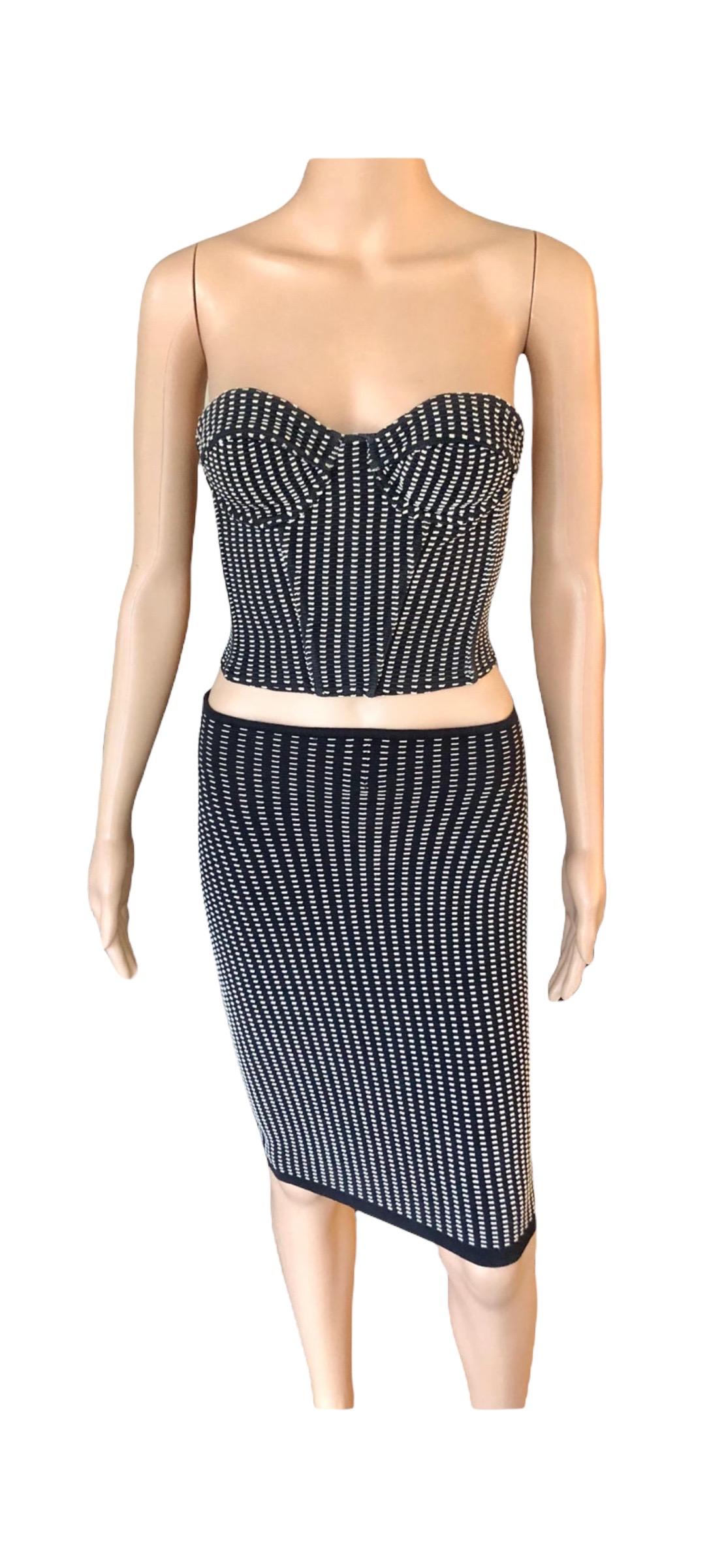 Azzedine Alaia S/S 1991 Vintage Skirt and Bustier Crop Top 2 Piece Set 5