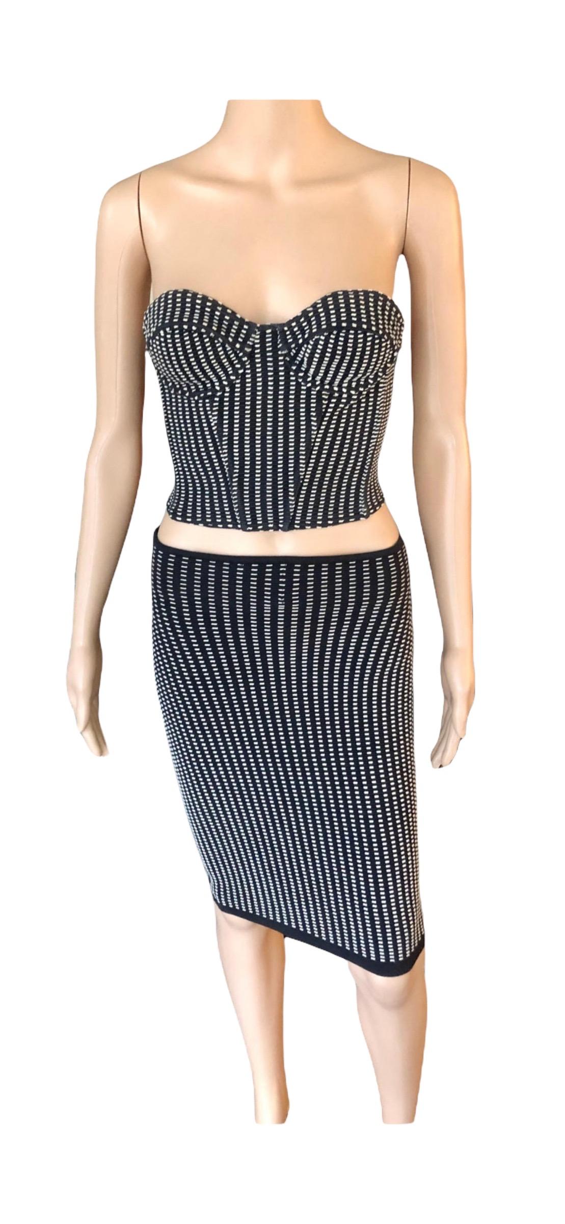 Azzedine Alaia S/S 1991 Vintage Skirt and Bustier Crop Top 2 Piece Set 6