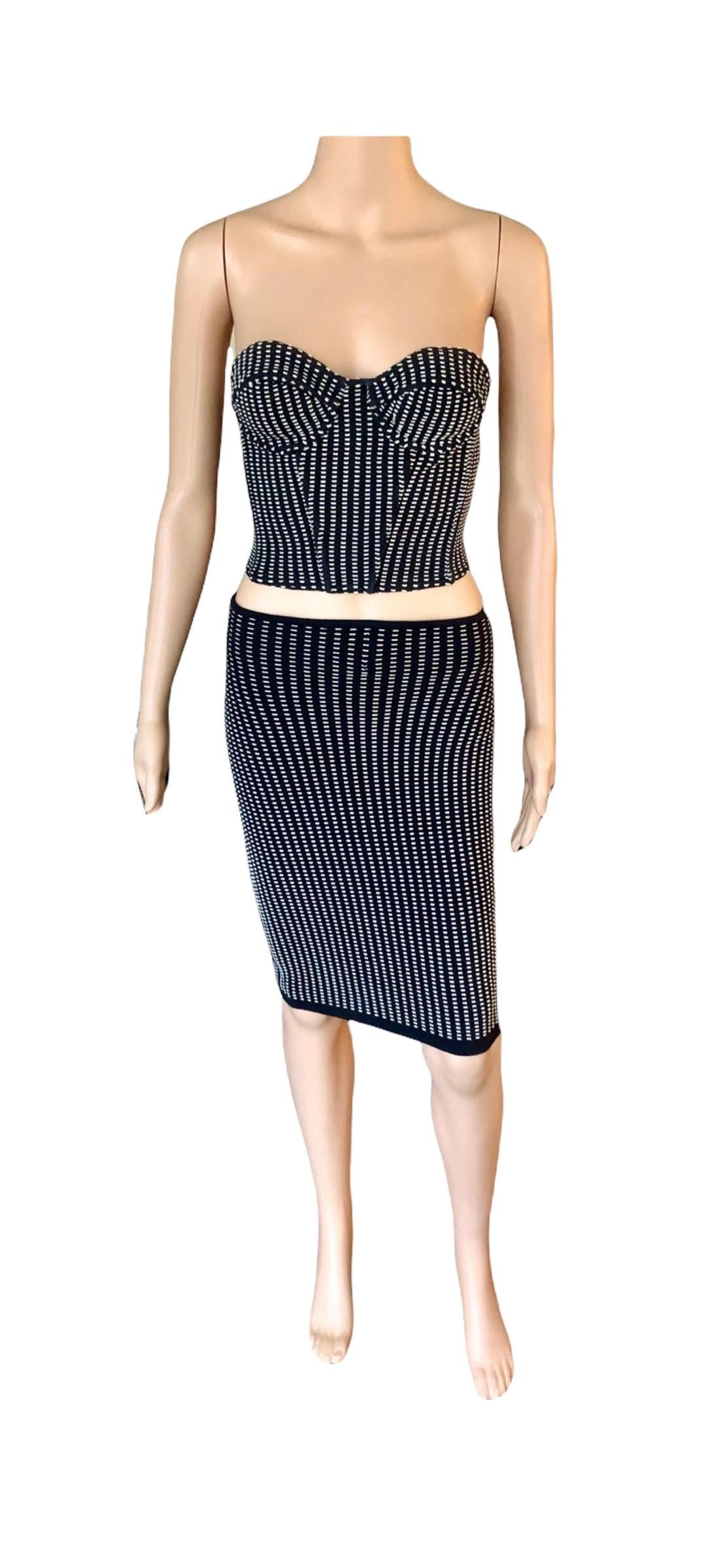 Azzedine Alaia S/S 1991 Vintage Skirt and Bustier Crop Top 2 Piece Set 7