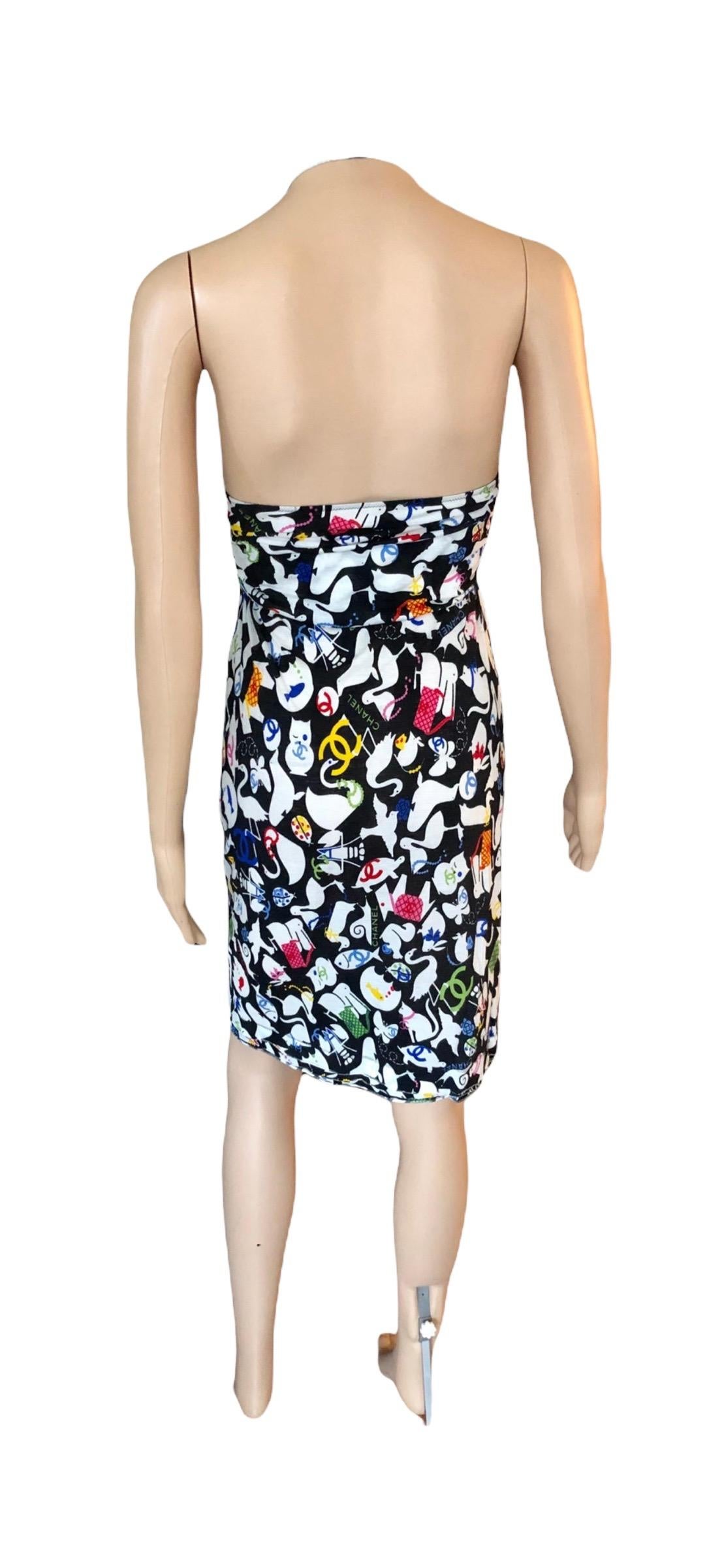 Chanel S/S 2007 CC Logo Monogram Print Cutout Mini Dress  For Sale 3