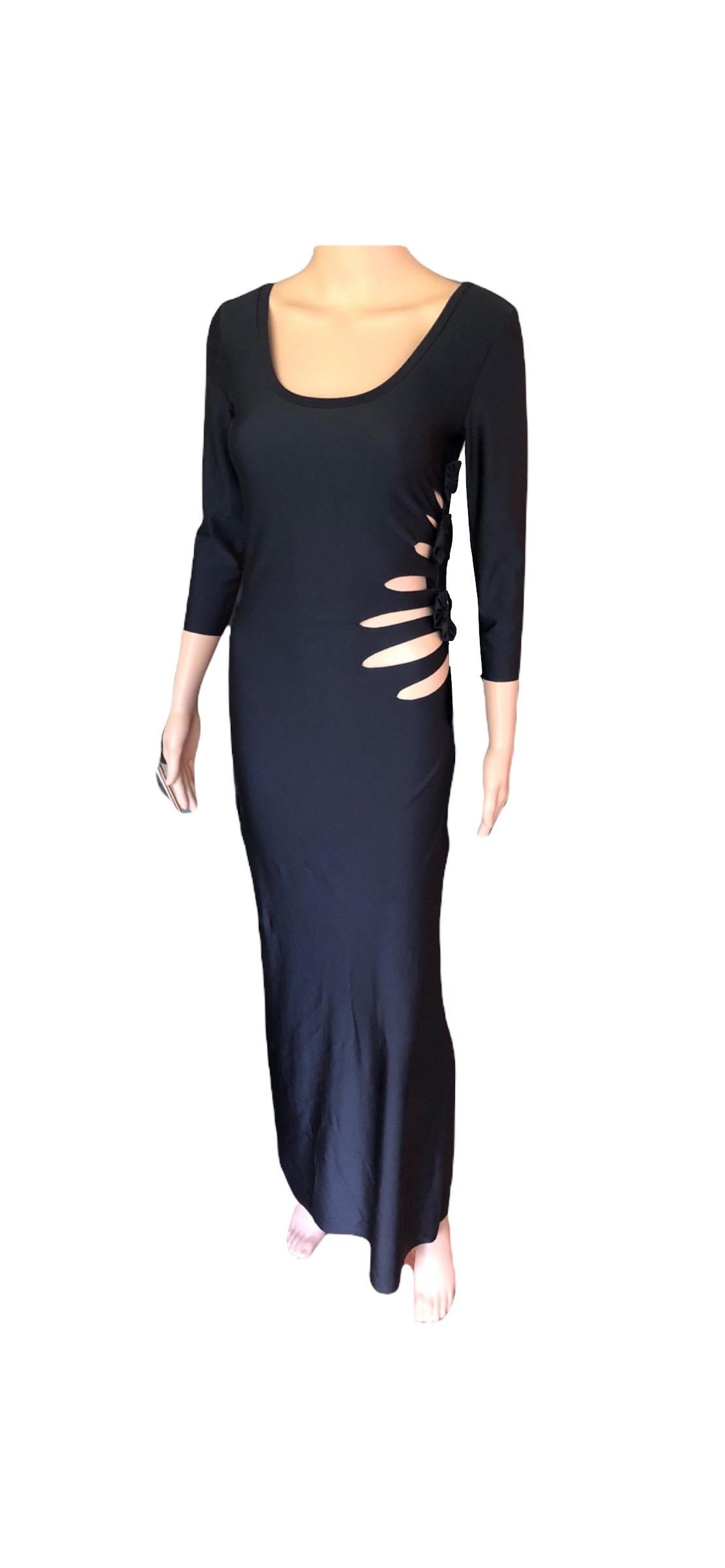 Jean Paul Gaultier Soleil Schwarzes Bodycon-Maxikleid mit Ausschnitt im Angebot 3