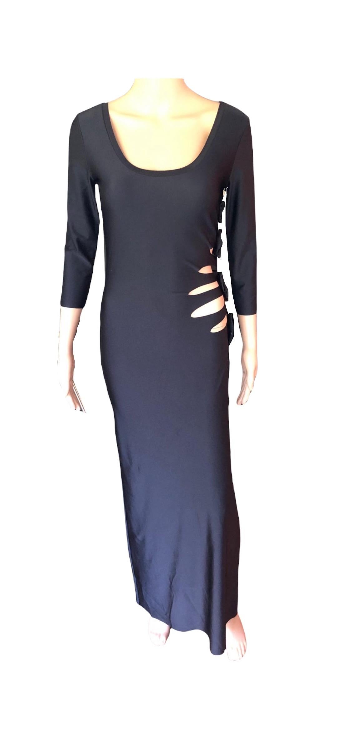 Jean Paul Gaultier Soleil Cutout Bodycon Black Maxi Dress For Sale 1