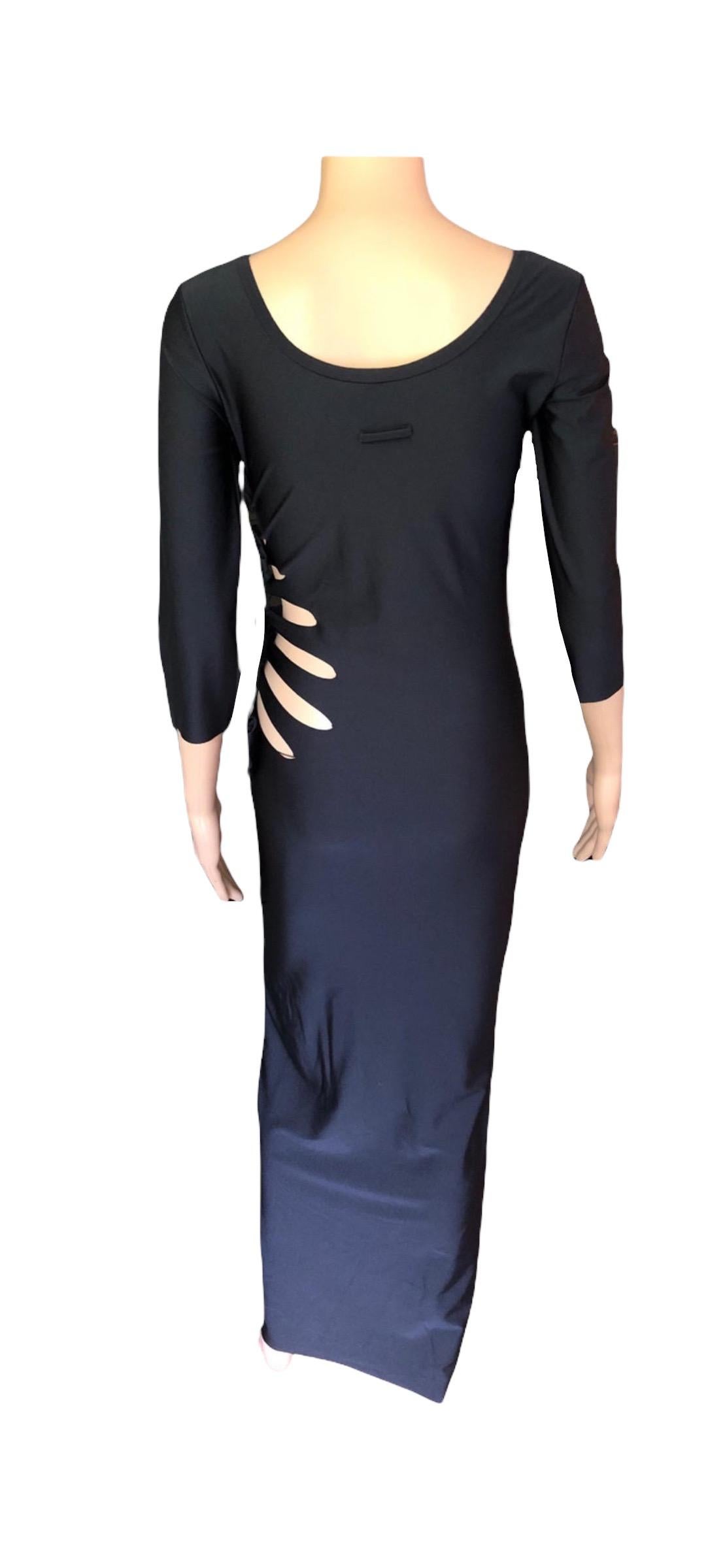 Jean Paul Gaultier Soleil Cutout Bodycon Black Maxi Dress For Sale 2