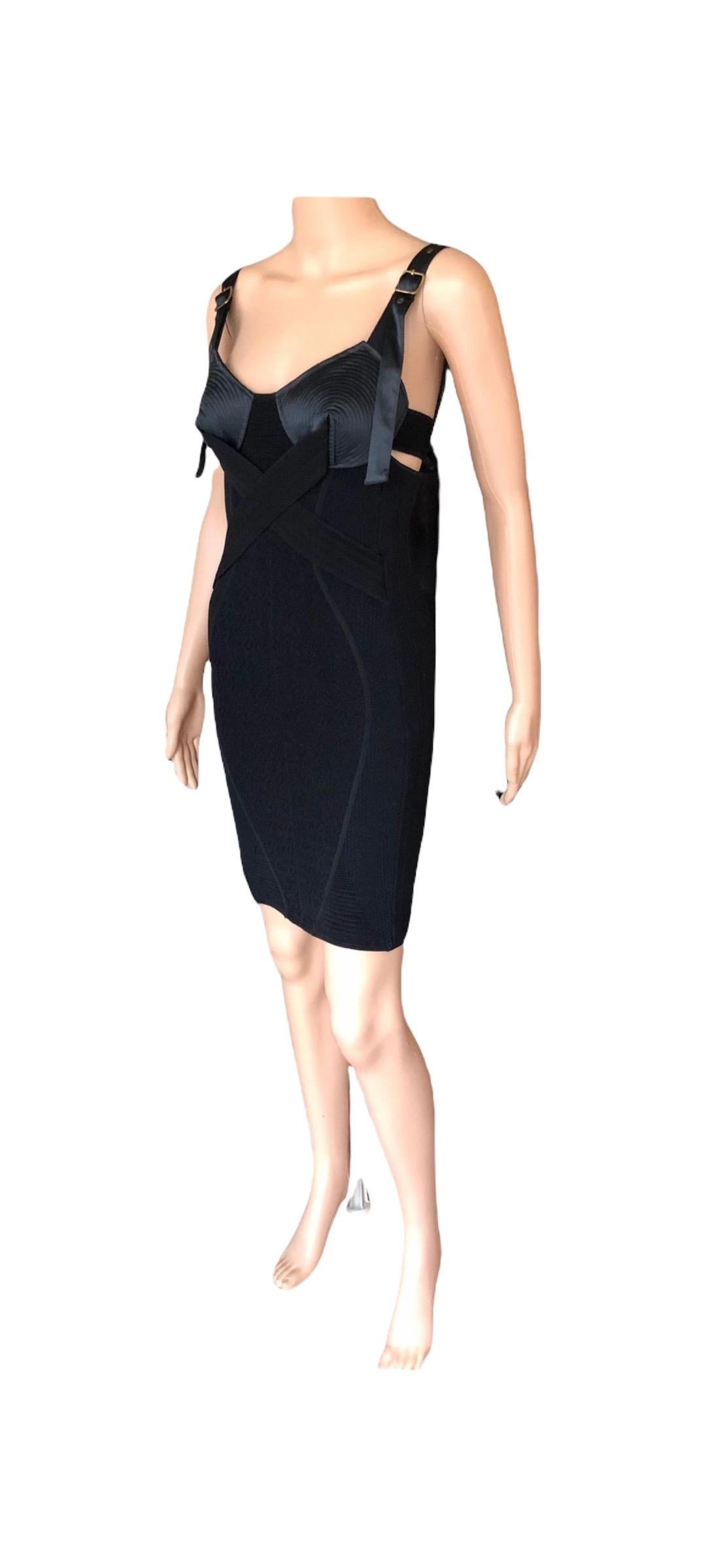 Jean Paul Gaultier Bondage Cone Bra Bodycon Knit Black Mini Dress 4