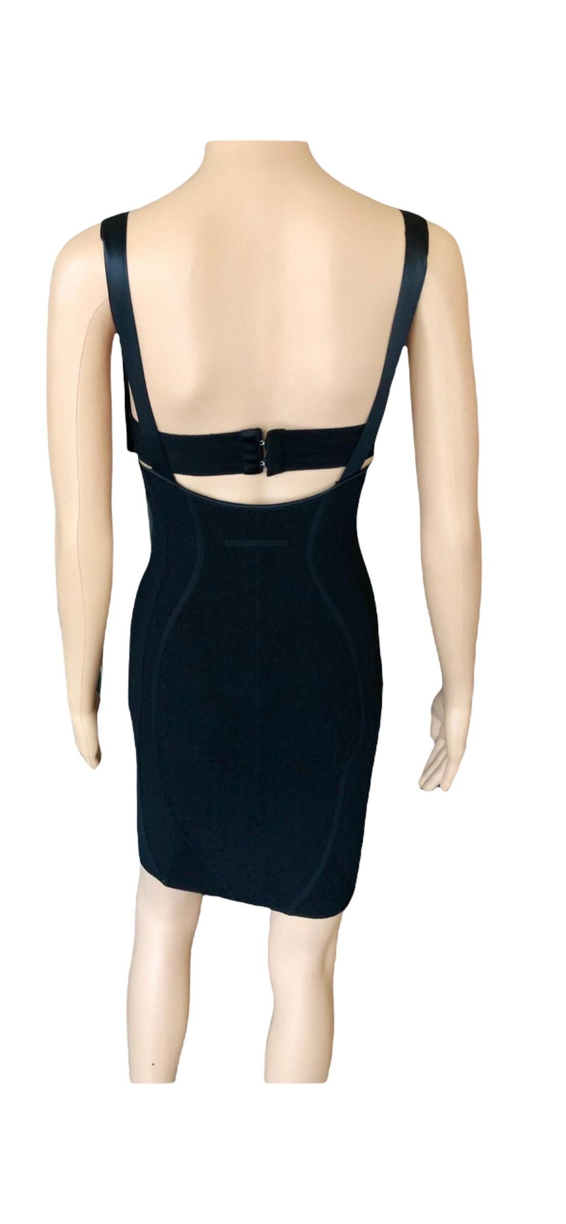 Jean Paul Gaultier Bondage Cone Bra Bodycon Knit Black Mini Dress 11