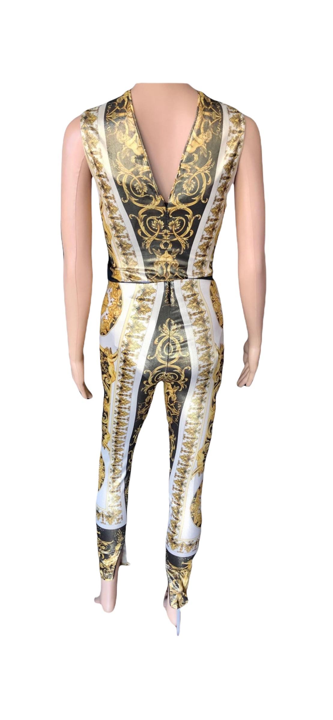 Versace Runway Baroque Tribute Leggings & Bodysuit Top Ensemble 2 Piece Set 4
