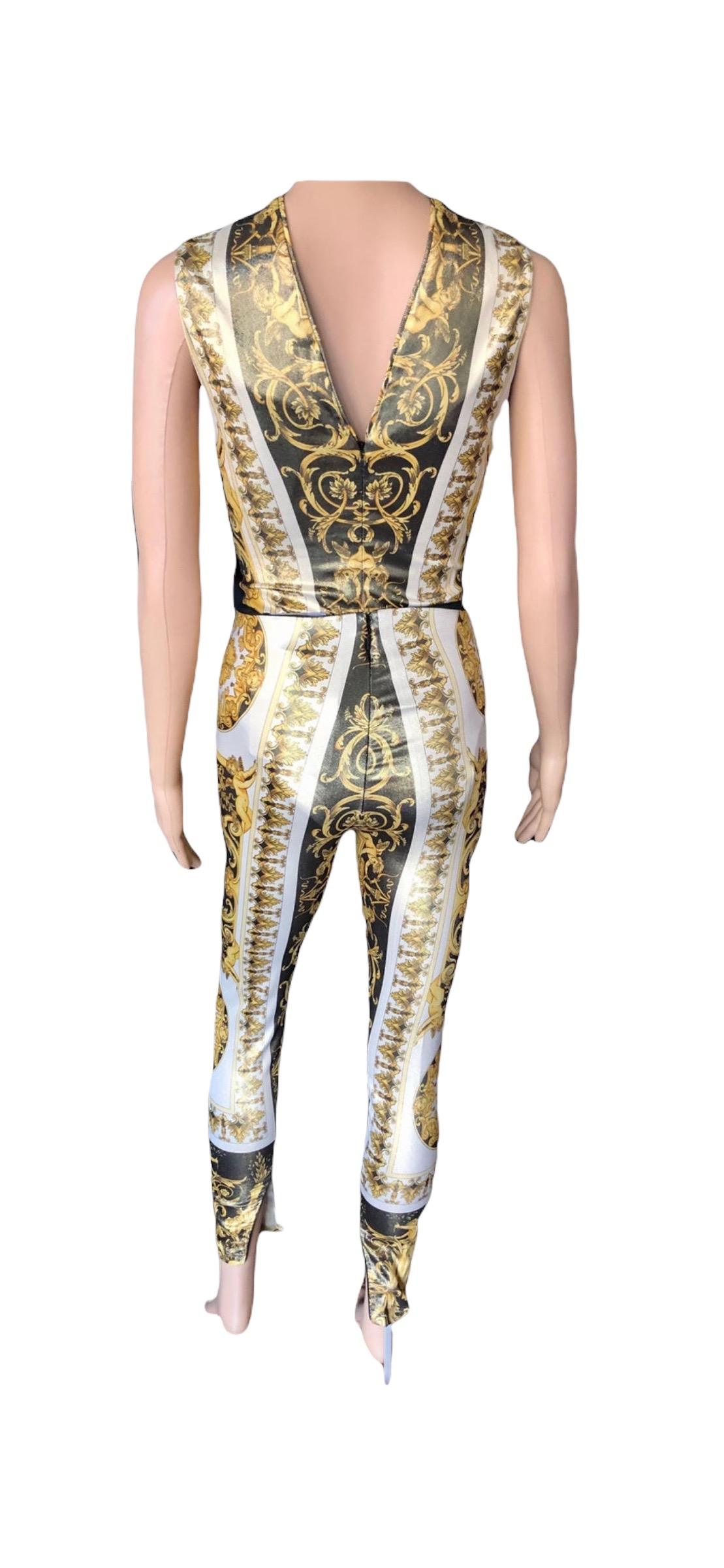 Versace Runway Baroque Tribute Leggings & Bodysuit Top Ensemble 2 Piece Set  4