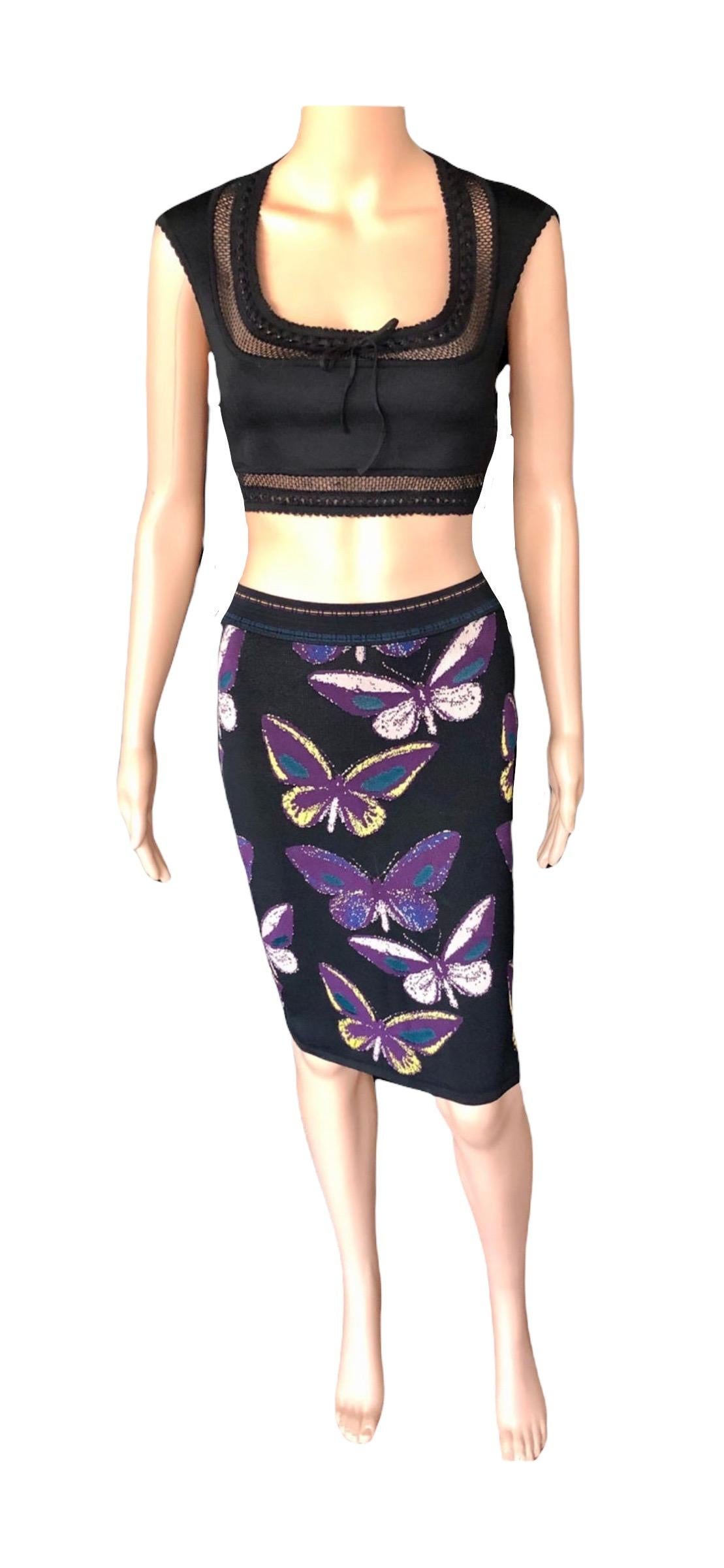 Azzedine Alaia 1990's Vintage Butterfly Skirt and Crop Top Ensemble 2 Piece Set  3