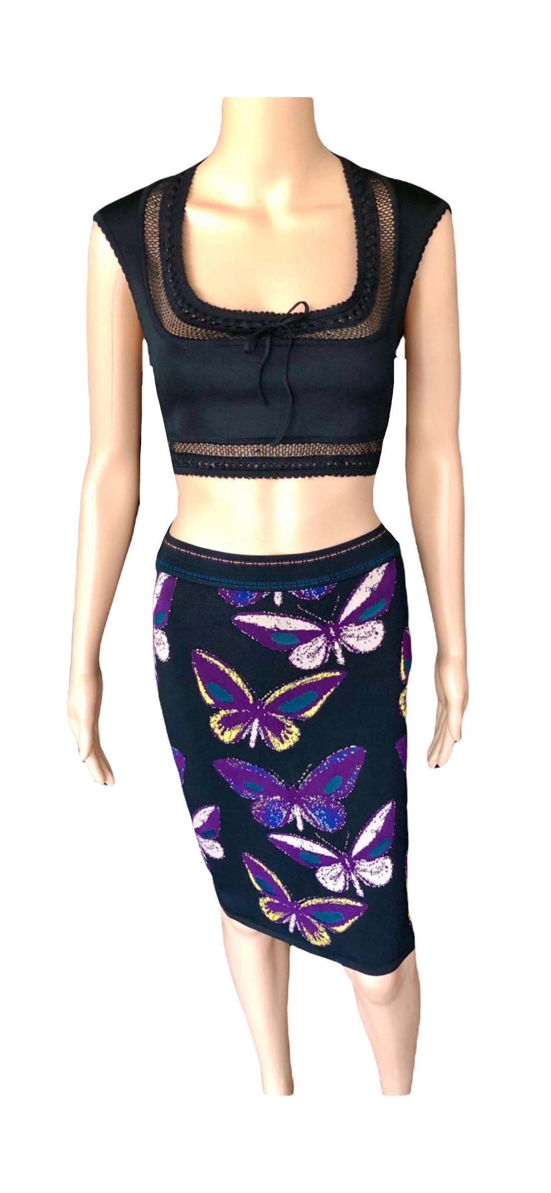 Azzedine Alaia 1990's Vintage Butterfly Skirt and Crop Top Ensemble 2 Piece Set  2