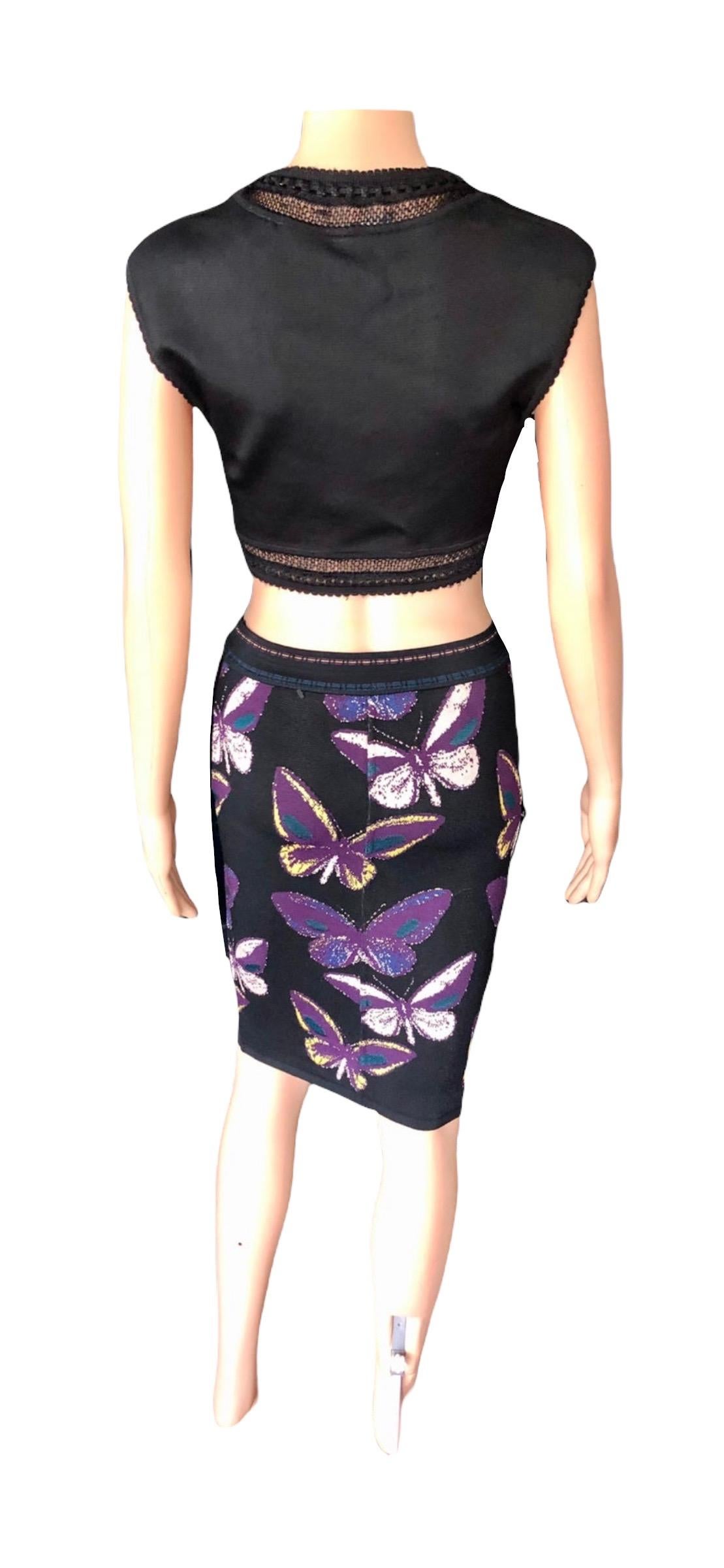 Azzedine Alaia 1990's Vintage Butterfly Skirt and Crop Top Ensemble 2 Piece Set  5