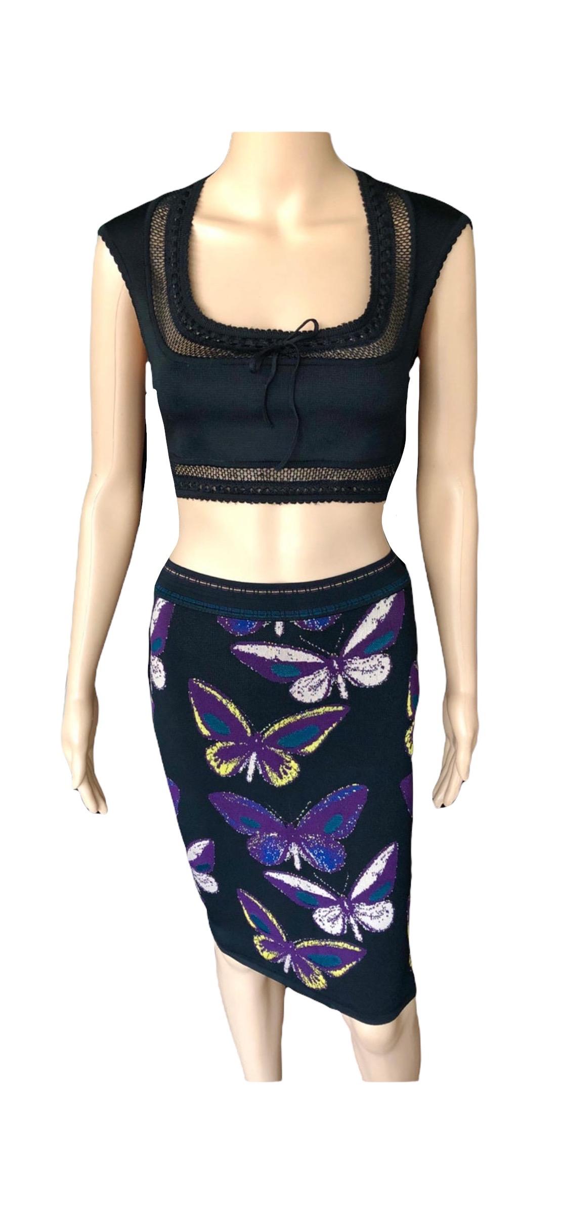 Azzedine Alaia 1990's Vintage Butterfly Skirt and Crop Top Ensemble 2 Piece Set  4