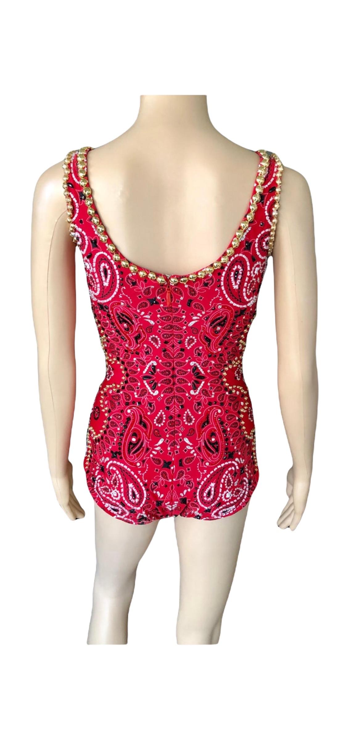 Atelier Versace Haute Couture c.2003 Embellished Top Swimwear Romper Bodysuit For Sale 4