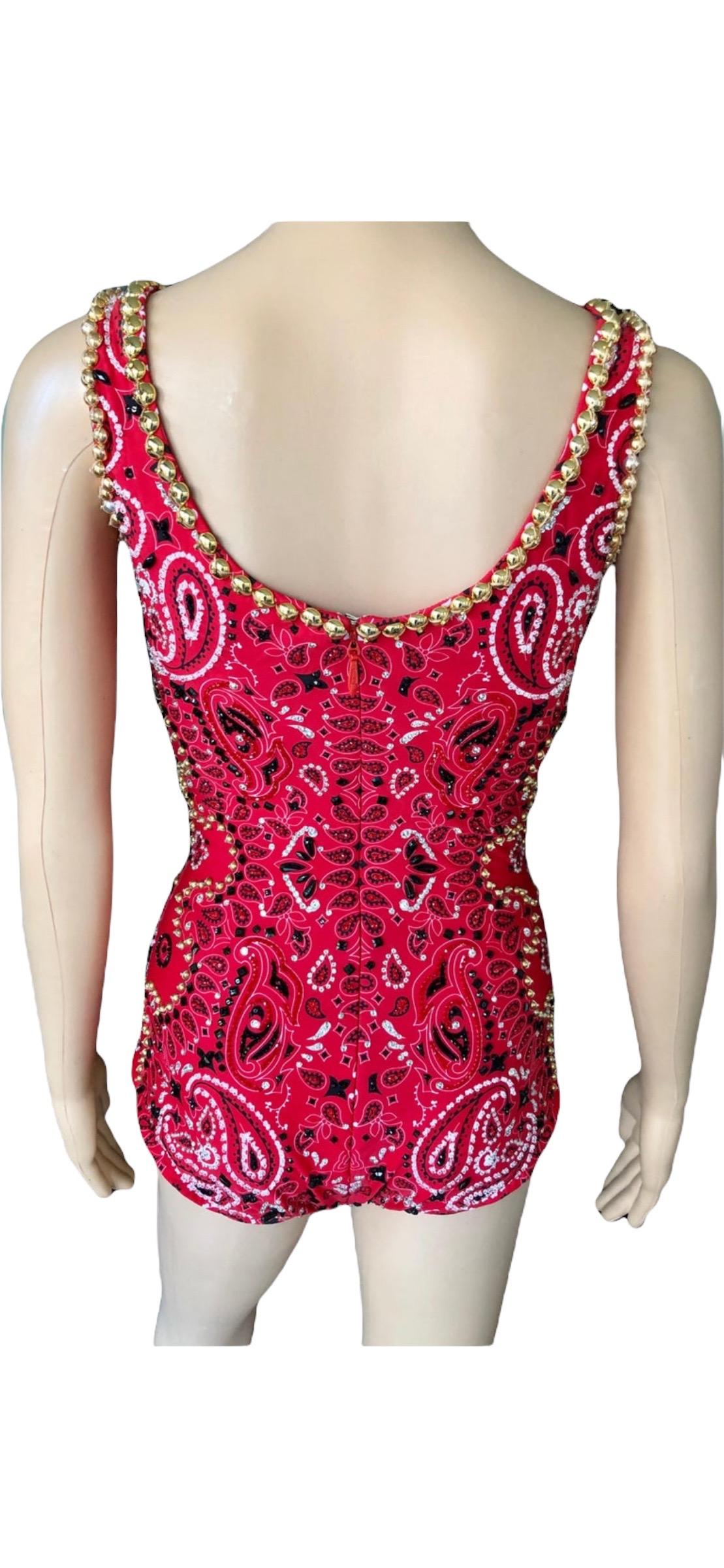 Atelier Versace Haute Couture c.2003 Embellished Top Swimwear Romper Bodysuit For Sale 8