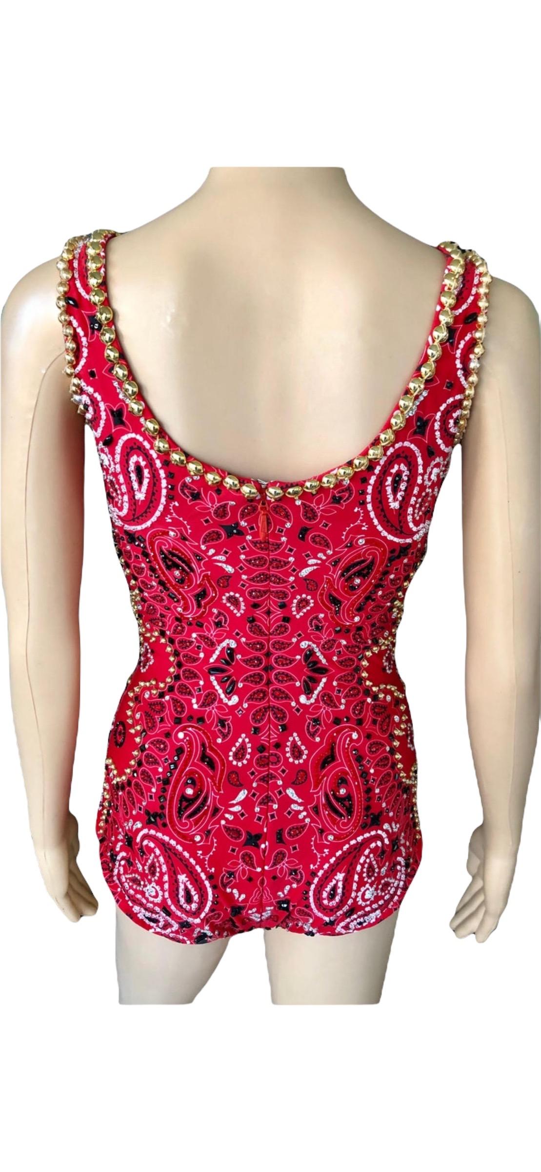 Atelier Versace Haute Couture c.2003 Embellished Top Swimwear Romper Bodysuit For Sale 9