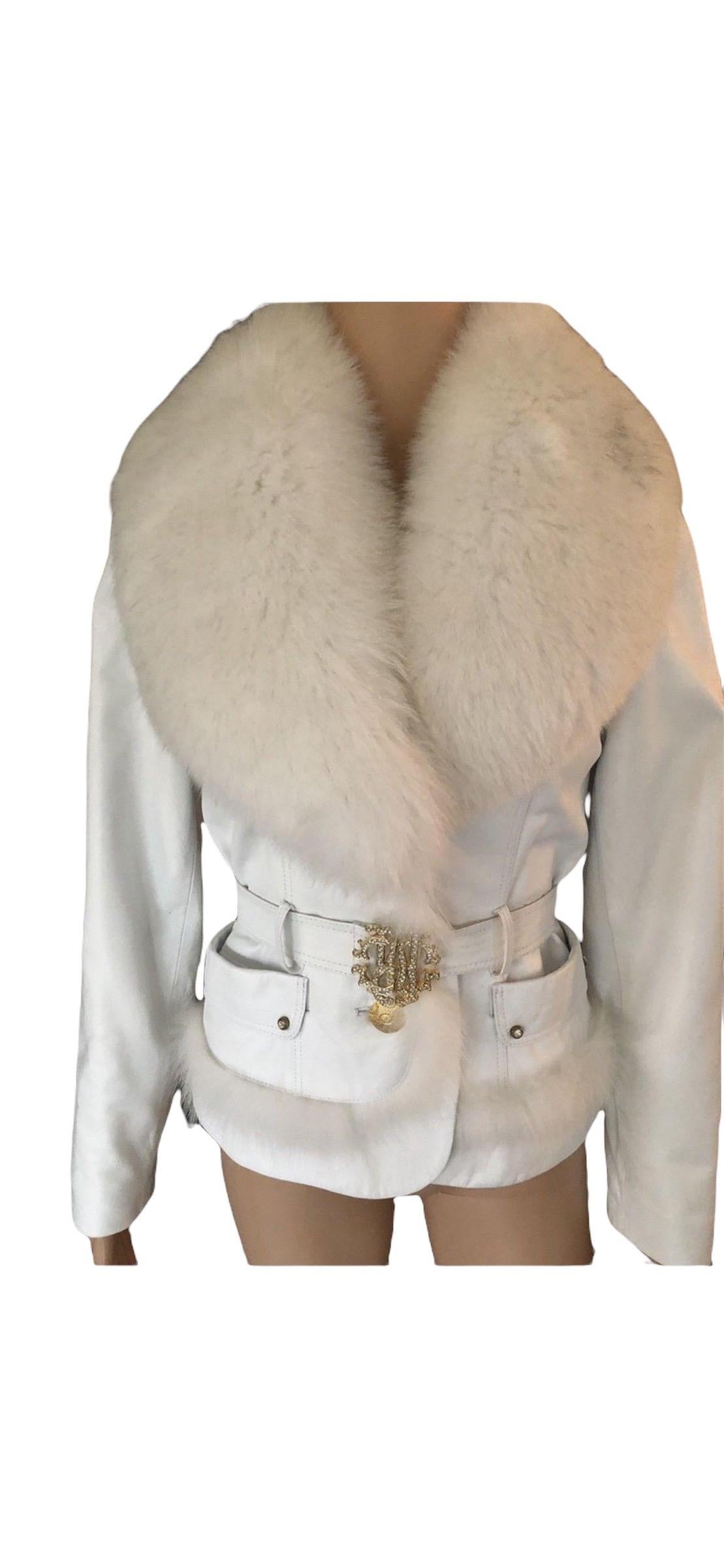white jacket with fur collar