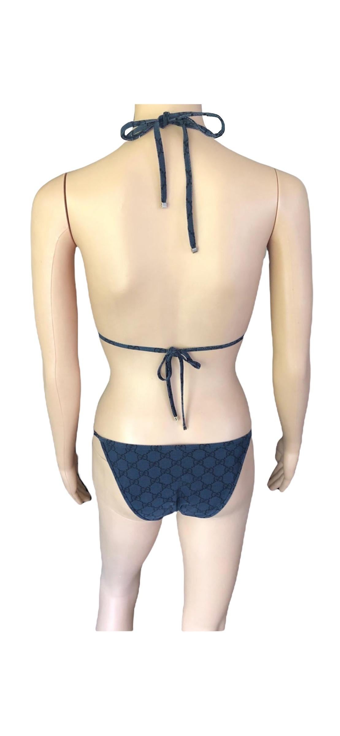 Gucci Monogram GG Logo Two-Piece Bikini Set Swimwear For Sale 1