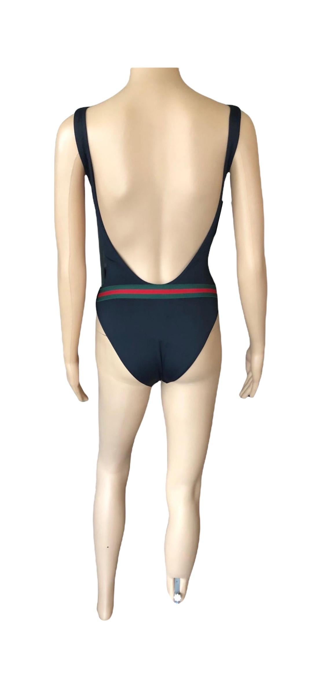 Tom Ford for Gucci - Maillot de bain noir vintage sans ceinture avec logo et logo, dos nu, printemps-été 1999 en vente 14