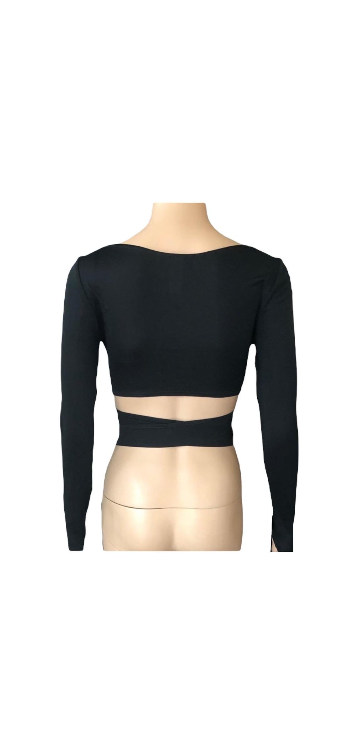 Versace S/S 2005 Embellished Belted Plunging Wrap Crop Top For Sale 6