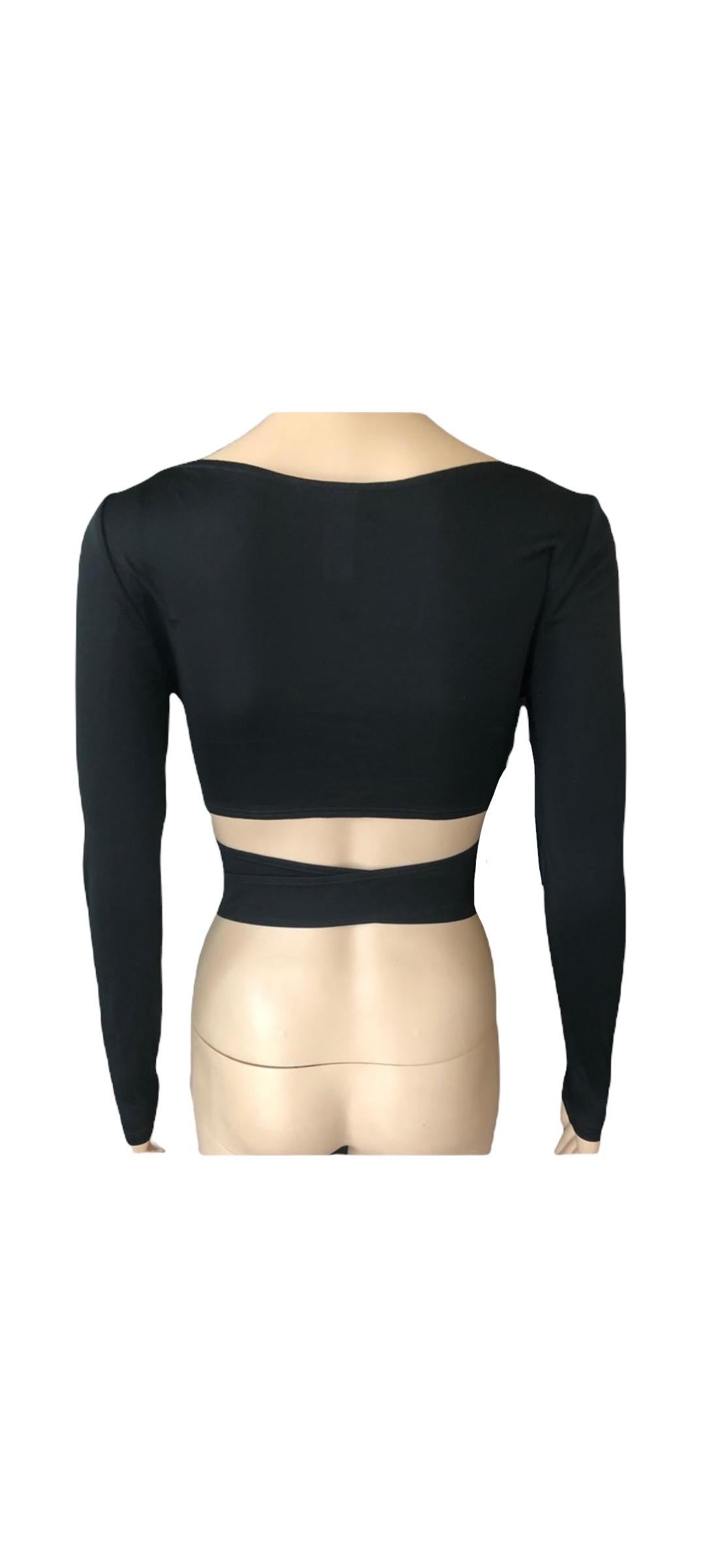 Versace S/S 2005 Embellished Belted Plunging Wrap Crop Top For Sale 7