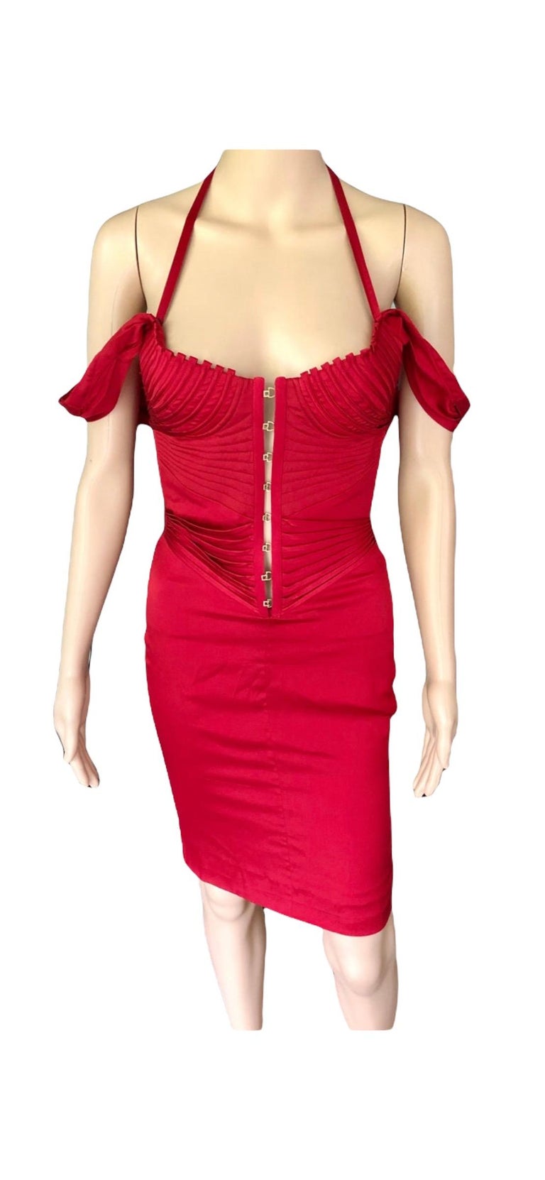 Tom Ford for Gucci F/W 2003 Runway Bustier Corset Silk Red Dress at ...