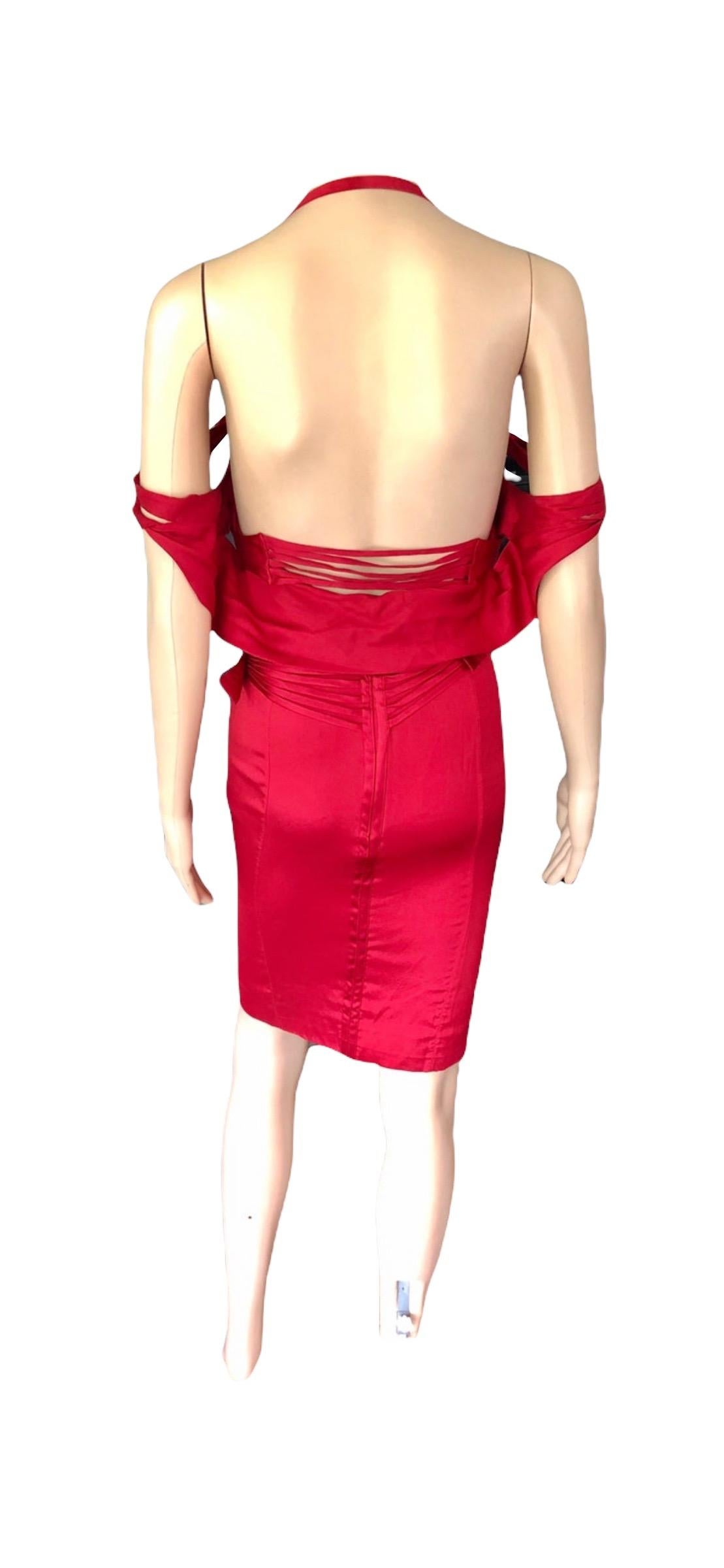 Tom Ford für Gucci F/W 2003 Laufsteg Bustier Korsett Seide Rotes Kleid 15