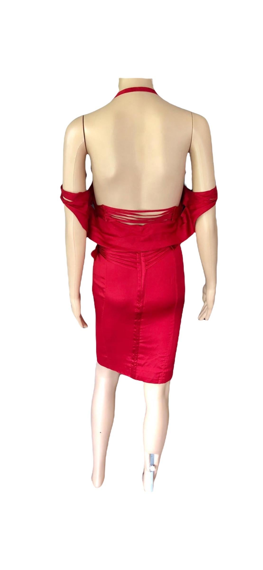 Tom Ford für Gucci F/W 2003 Laufsteg Bustier Korsett Seide Rotes Kleid 16