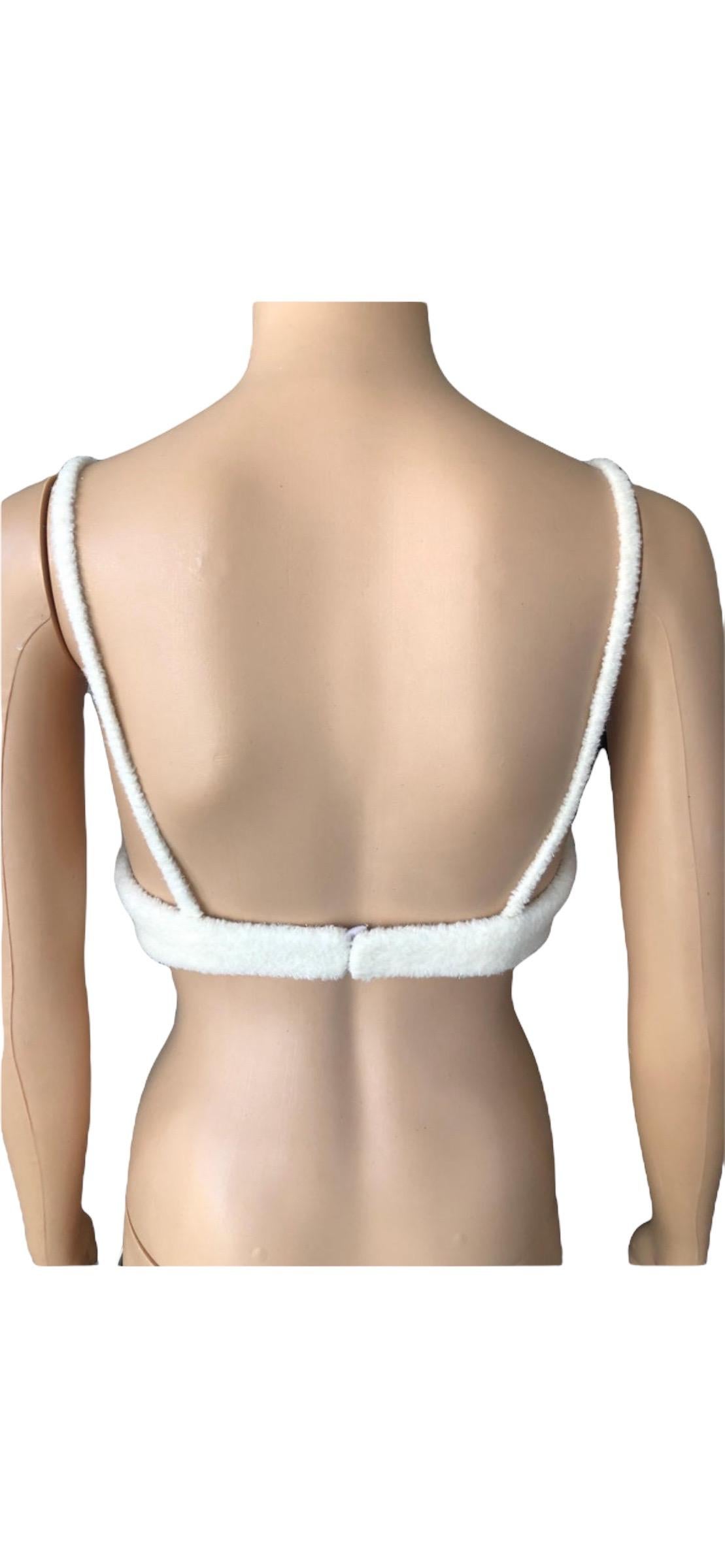 Azzedine Alaia F/W 1992 Runway Iconic Vintage Chenille Padded White Bra Bralette For Sale 9
