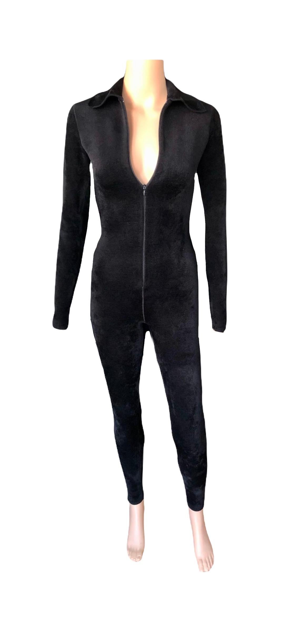 Black New Azzedine Alaia Chenille Bodycon Playsuit Catsuit Jumpsuit 