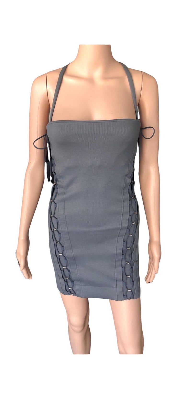 Gucci S/S 2010 Bodycon Lace Up Bandage Grey Mini Dress For Sale at 1stDibs  | gucci bandage, gucci bodycon, gucci silver dress