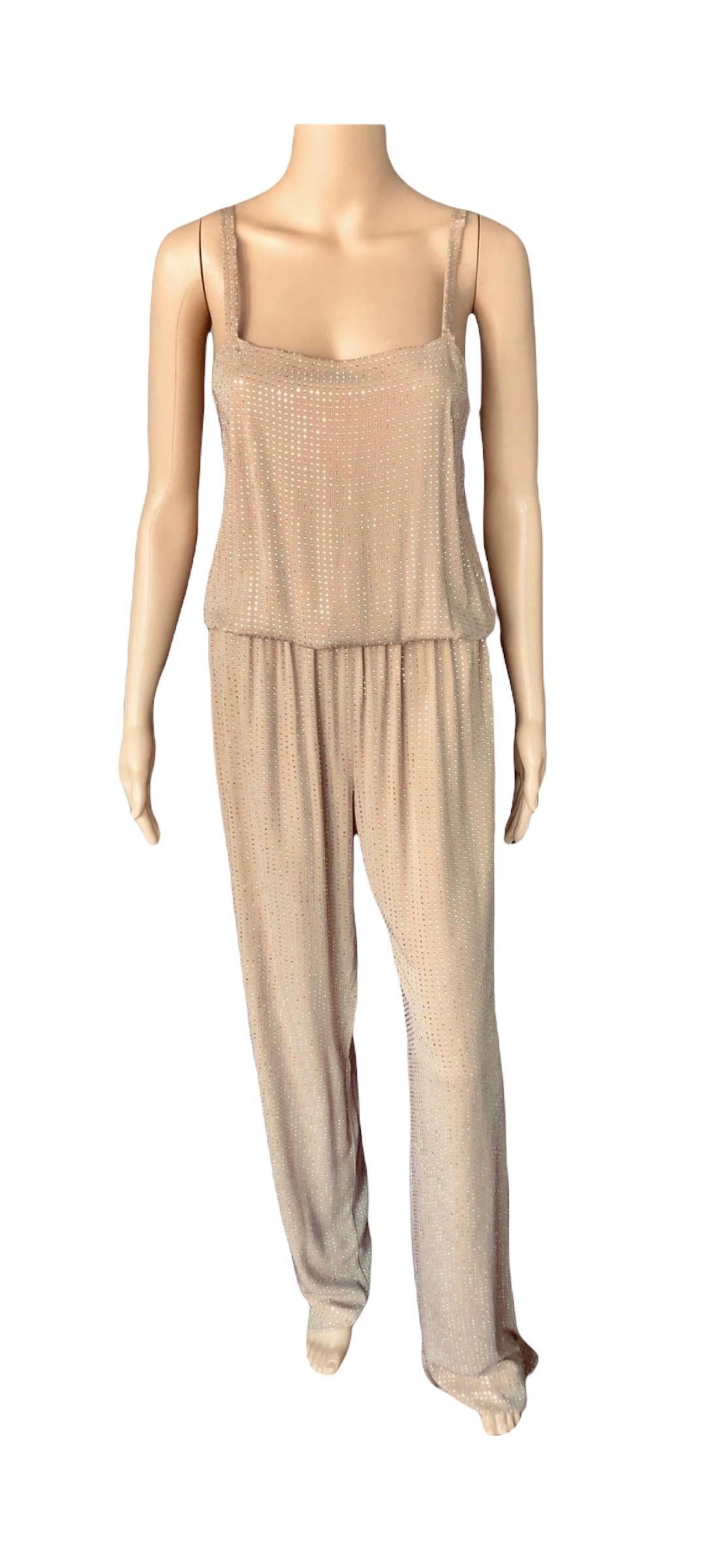 Gucci Crystal Embellished Silk Jumpsuit For Sale 4