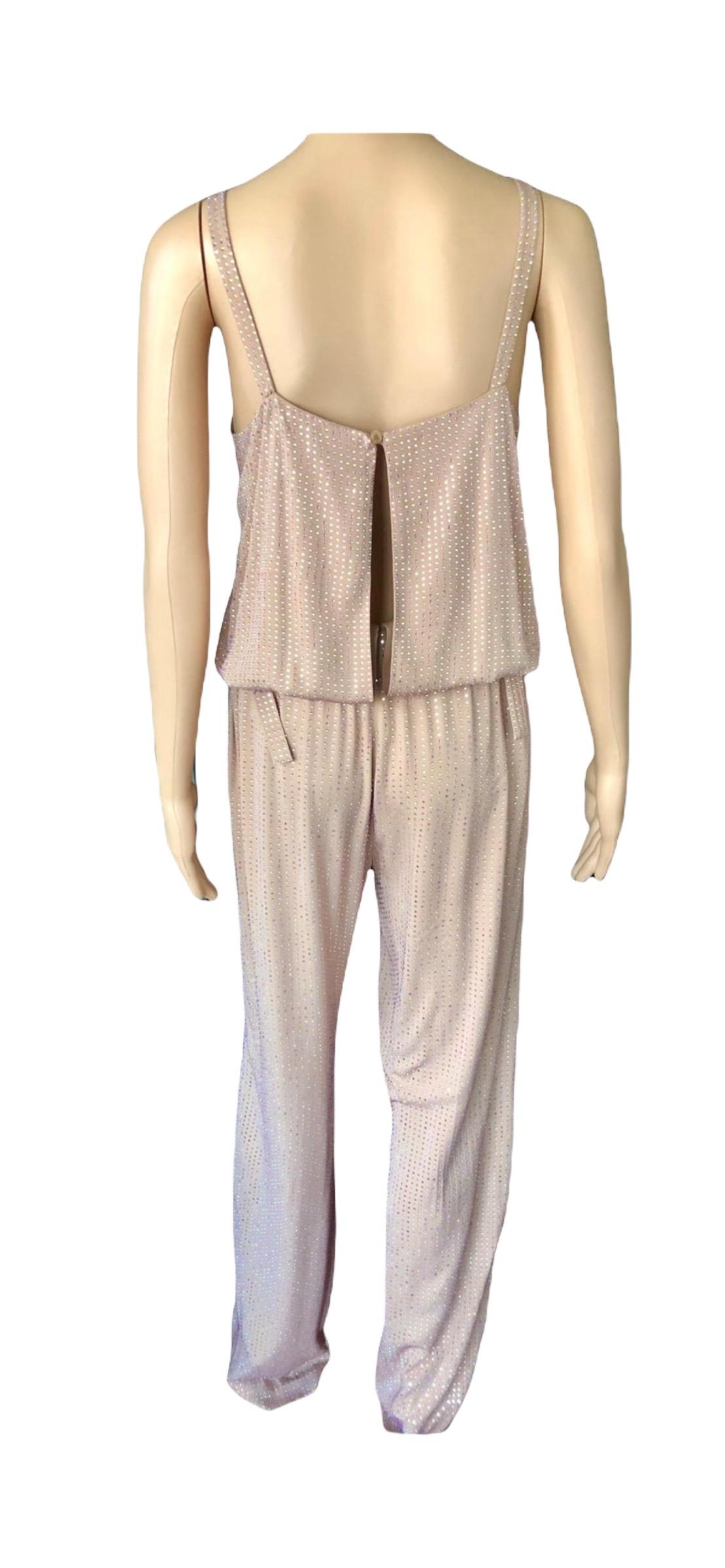 Gucci Crystal Embellished Silk Jumpsuit For Sale 7