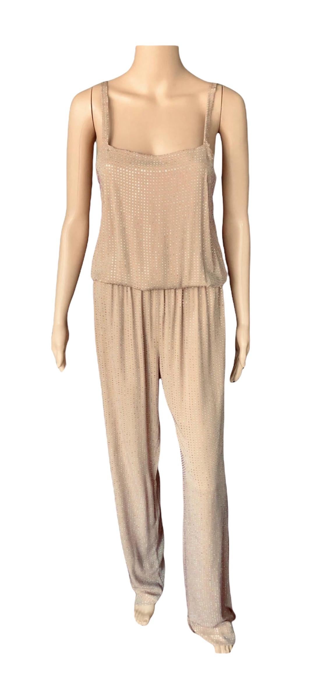 Gucci Crystal Embellished Silk Jumpsuit For Sale 10