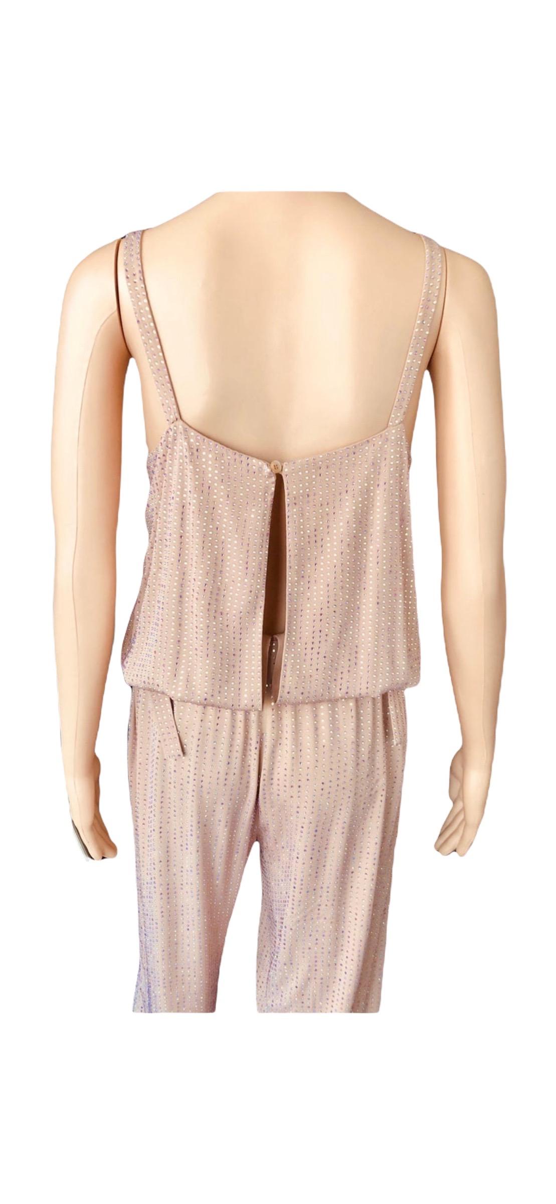 Gucci Crystal Embellished Silk Jumpsuit For Sale 11