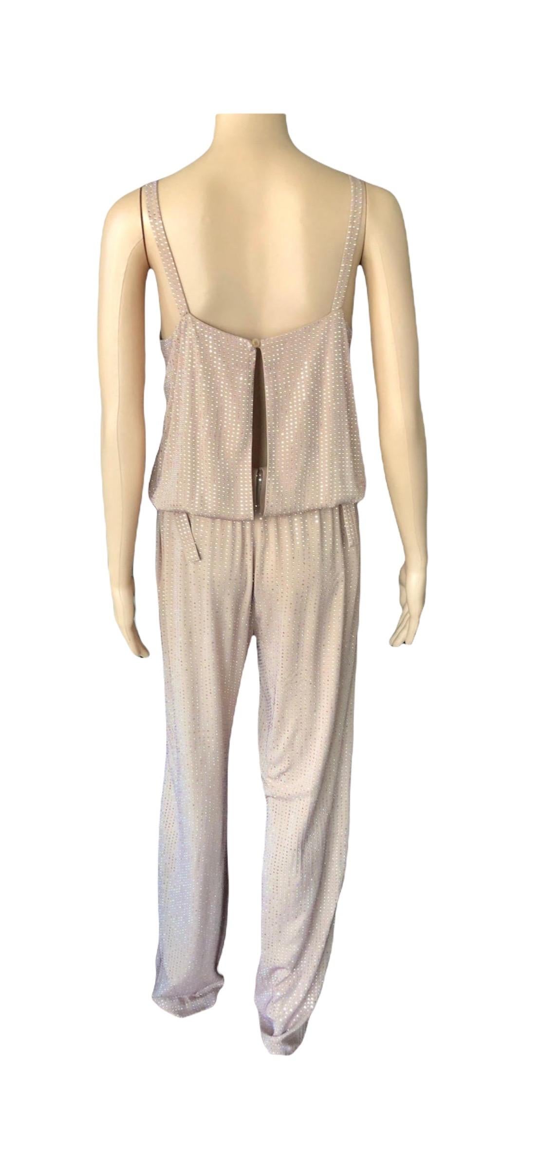 Gucci Crystal Embellished Silk Jumpsuit For Sale 12