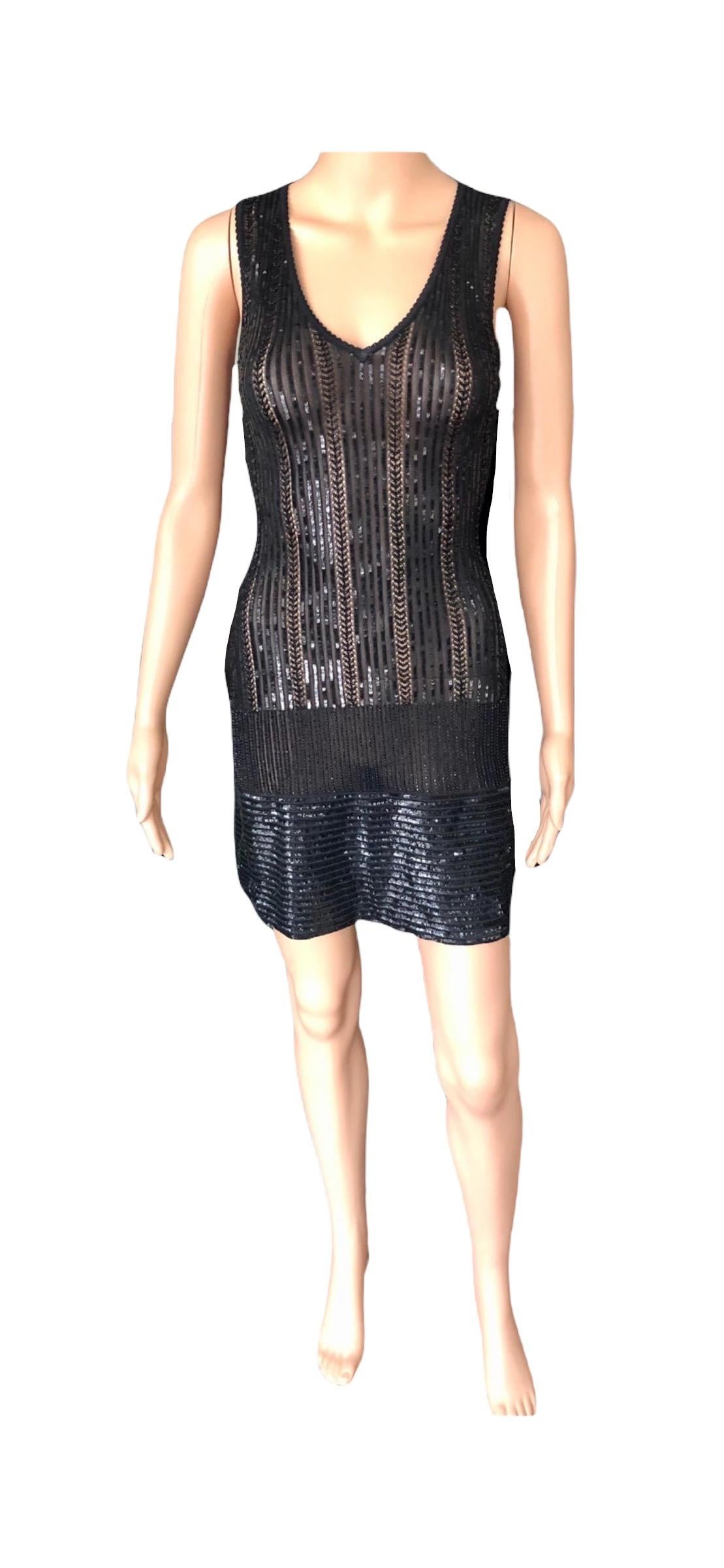 Azzedine Alaia Vintage S/S 1996 Runway Black Sequin Embellished Mini Dress For Sale 3